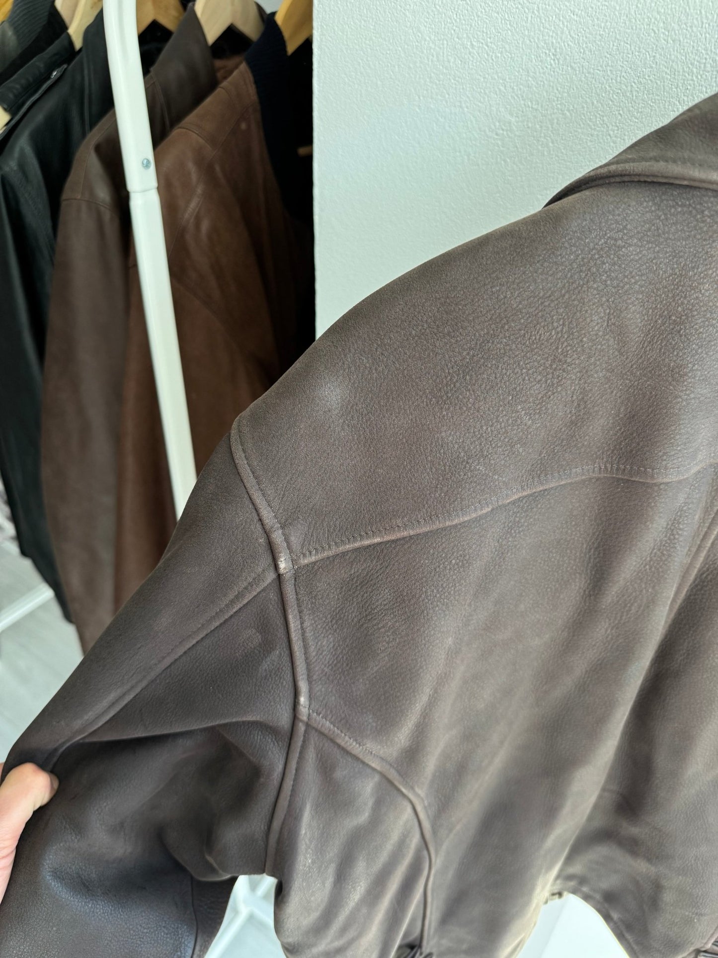 🤎 Geacă Vintage Rifle din Piele Maro – L – Made in Italy - anbracaminte