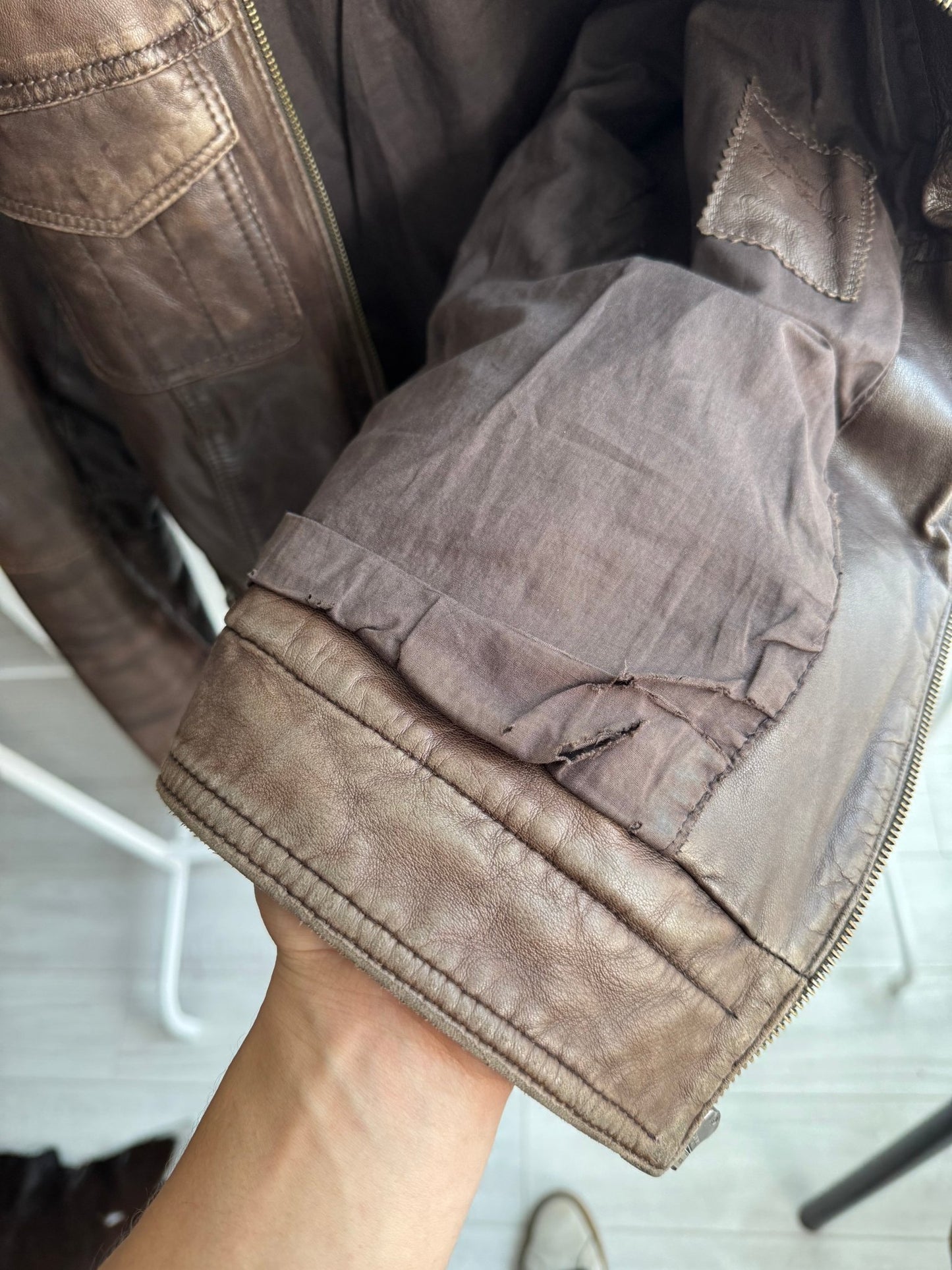 🤎 Geacă Y2K Damă din Piele de Miel Maro – Faded & Patina – M/L - anbracaminte