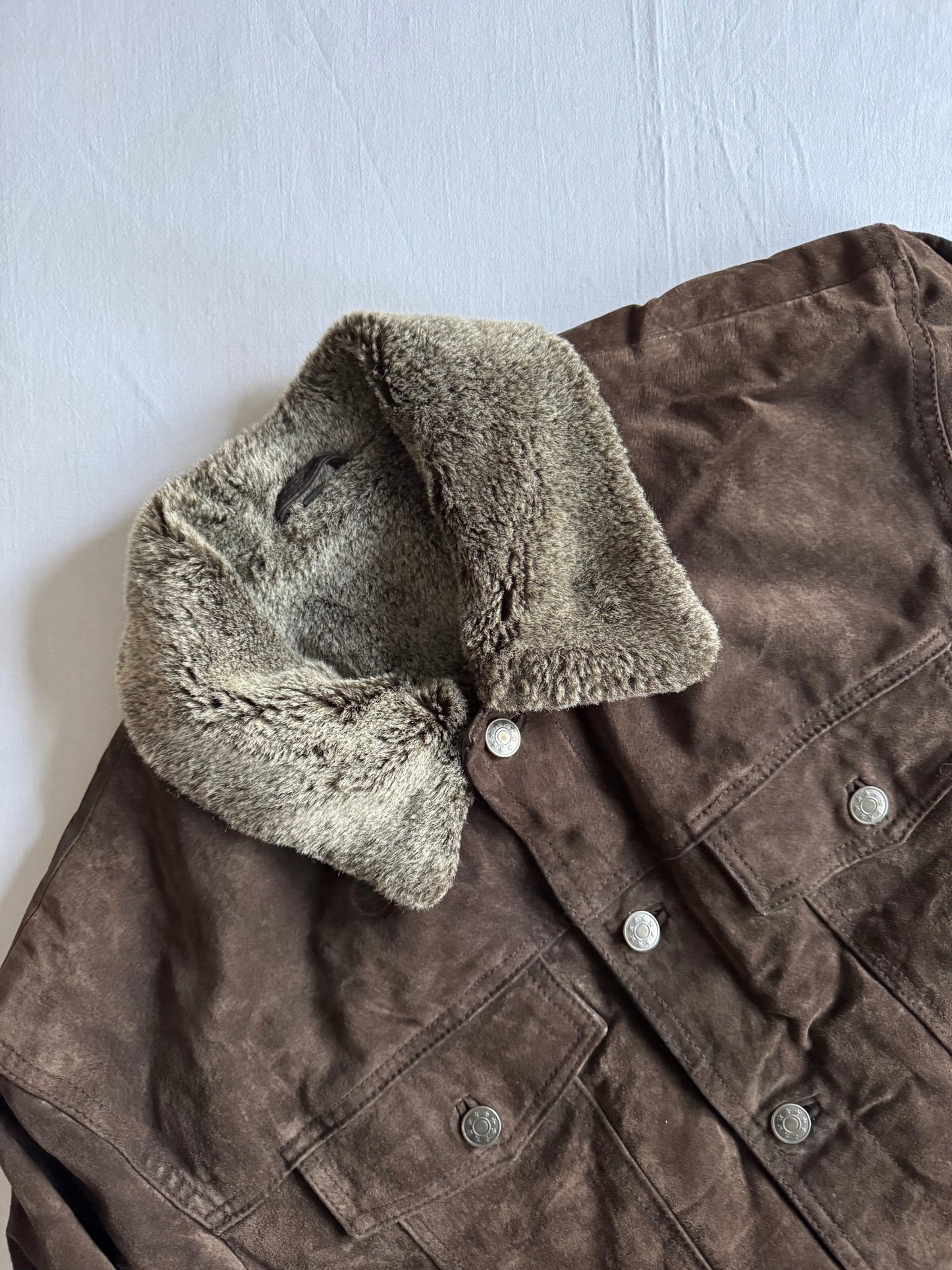 🧥 Jachetă Trucker Vintage Suede – Mărime M - anbracaminte