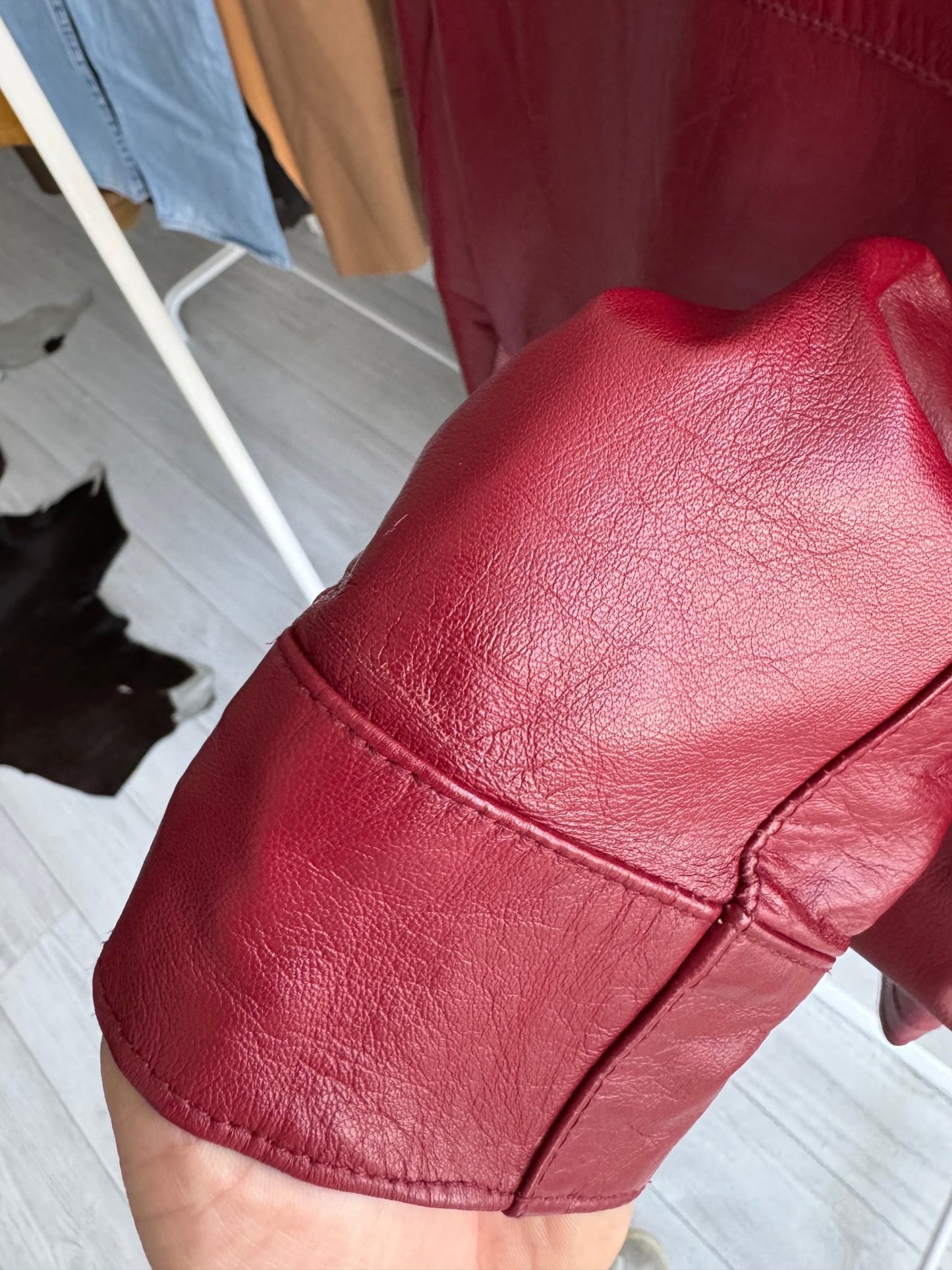 🍷 Jachetă Vintage din Piele Burgundy – Damă | Mărimea 36 / S - anbracaminte