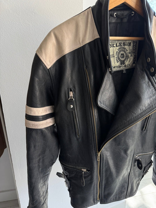 🐮 Jachetă Vintage din Piele de Vacă Neagră – Bărbați | M (Oversized M / L) - anbracaminte