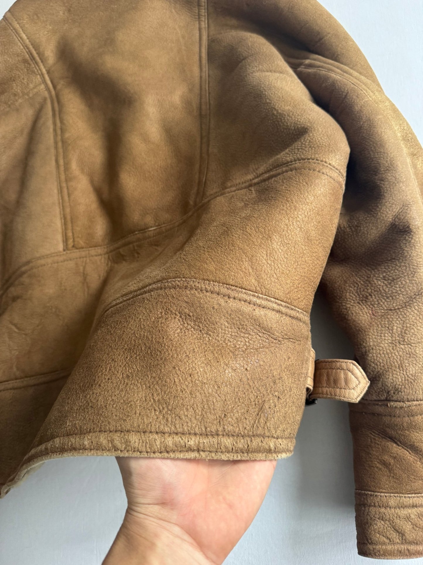 🐑 Jachetă Vintage Din Shearling Natural – Bărbați M/L - anbracaminte