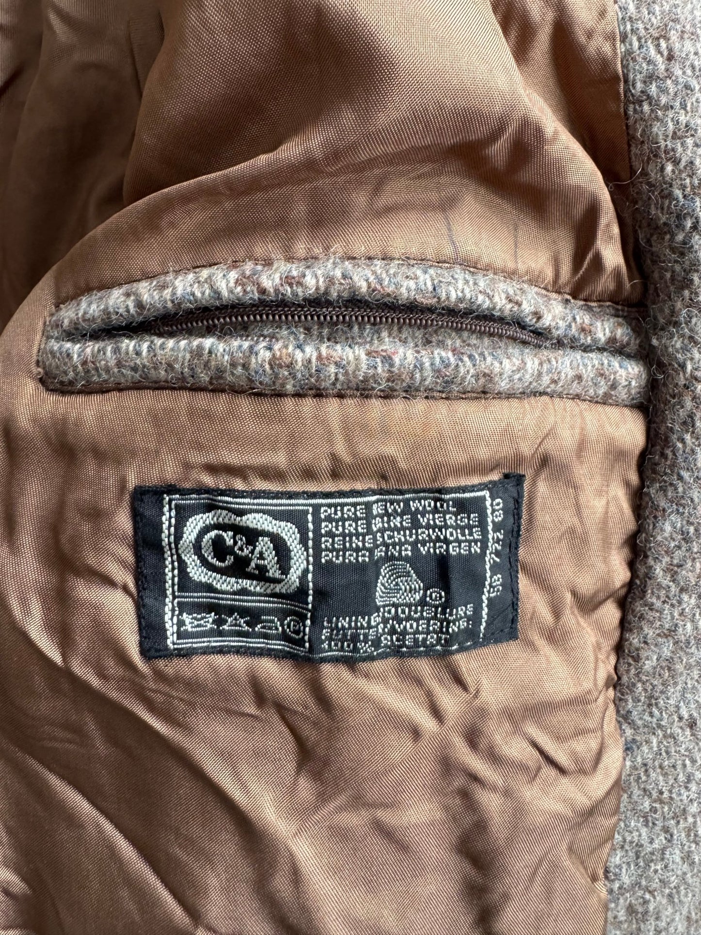🧥 Jachetă Vintage Tip Bomber Texturată din Lână Virgină pentru Bărbați – L (EU 52) - anbracaminte