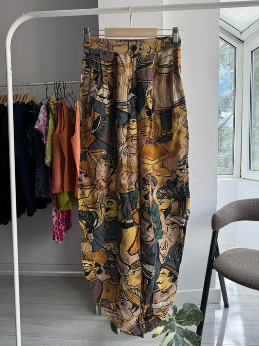 🌞 Pantaloni Harem Imprimați Giorgio Armani Arhivă '80s | Made in Italy – S Damă - anbracaminte