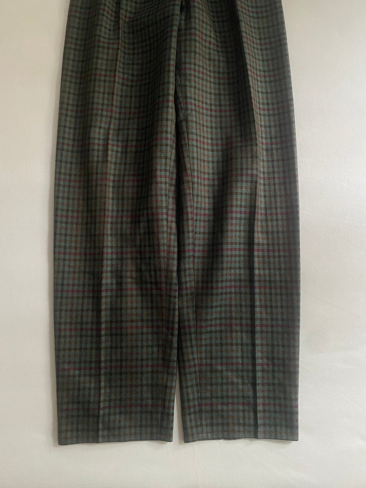 Pantaloni Vintage – Lână Carouri Verde Închis – EU 36 - anbracaminte