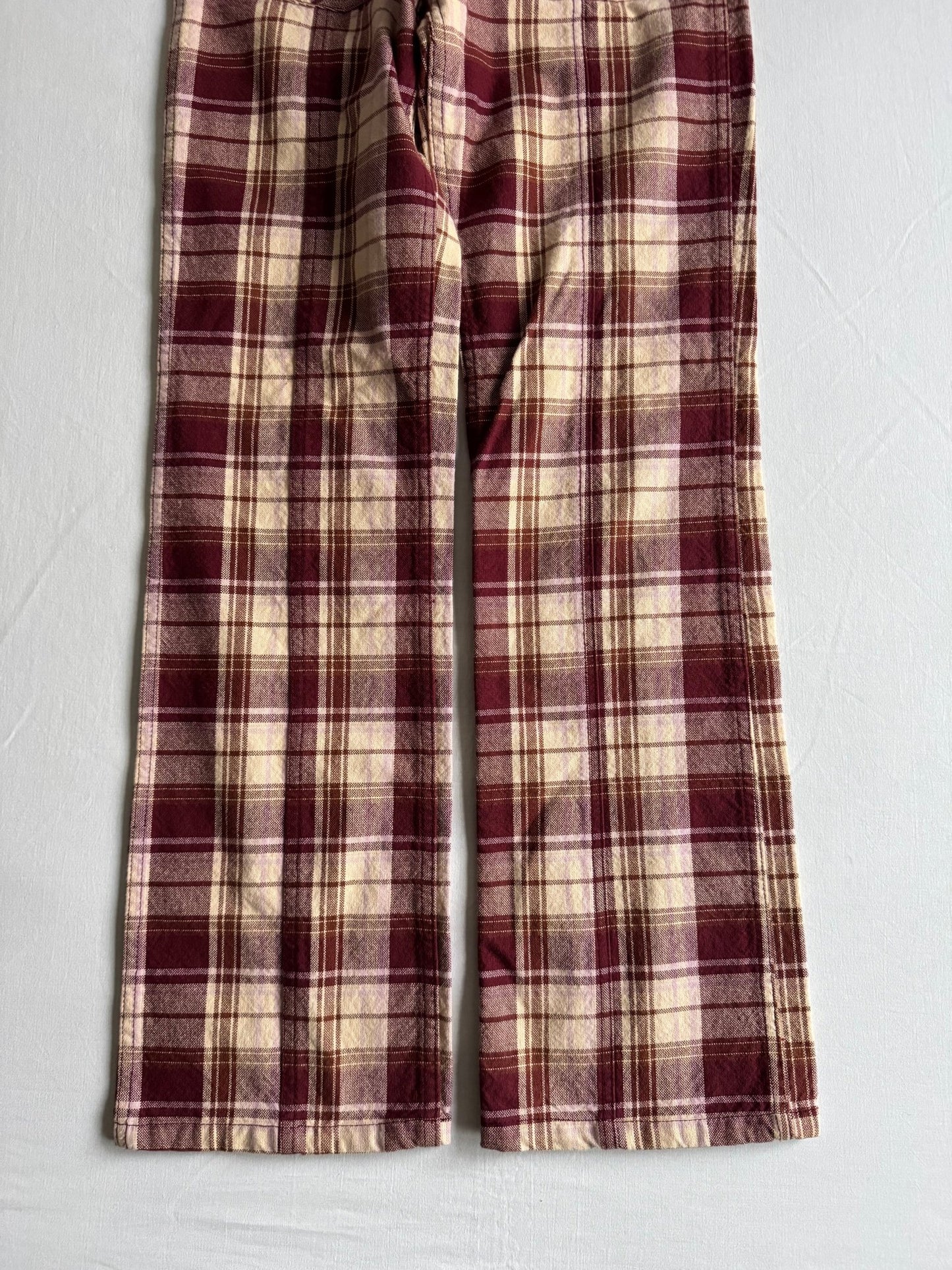 🎣 👖 Pantaloni Y2K Fishbone Flared în Carouri – XS Femei - anbracaminte