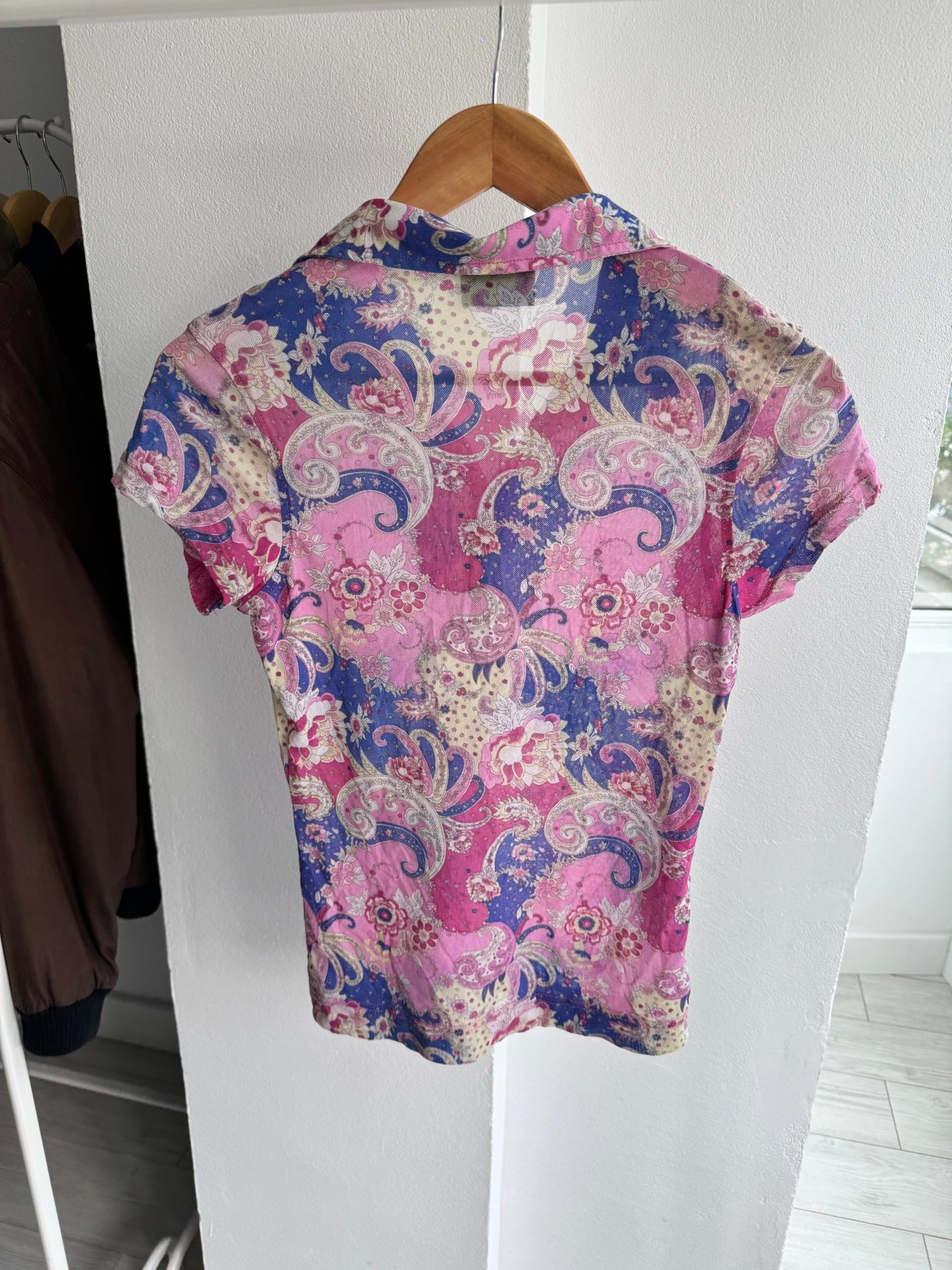 🌷 Polo Y2K Damă Mesh Printed – L - anbracaminte