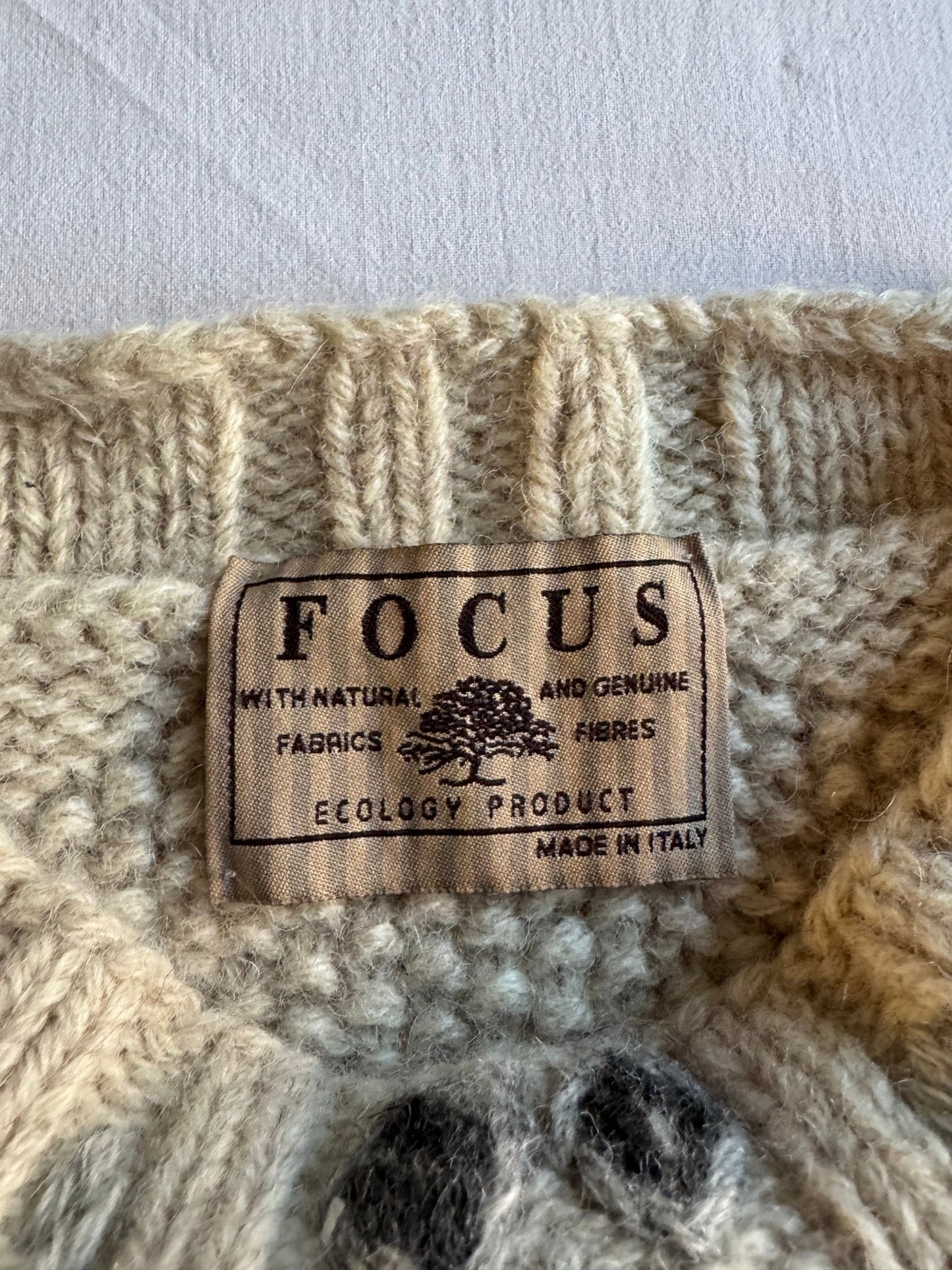 🧶 Pulover Vintage Alb Natural Chunky / Structurat (Mărime aproximativă L - Bărbați) - anbracaminte