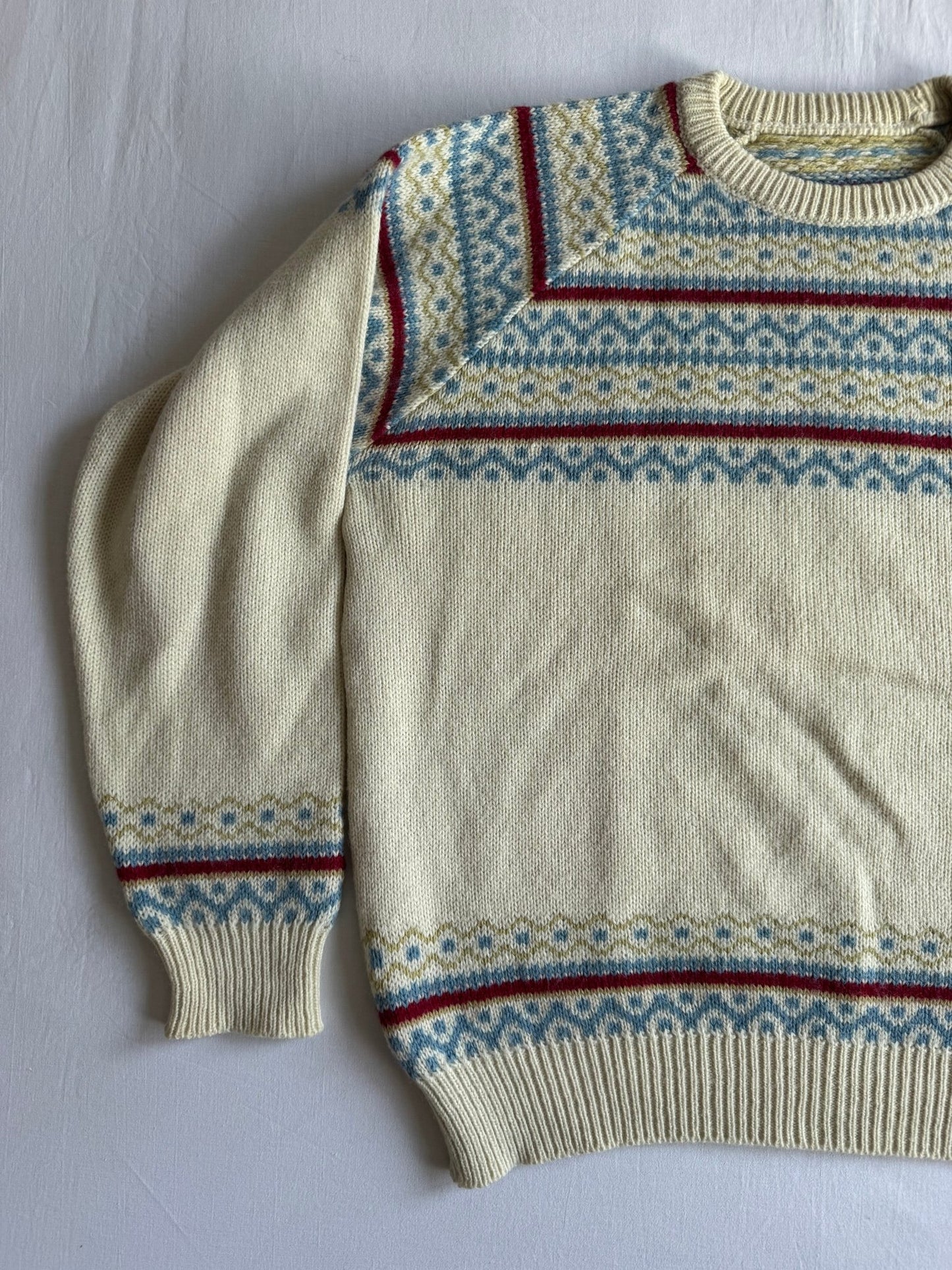 🧶 Pulover Vintage Bărbați cu Model Etnic din Alpaca și Acril – M - anbracaminte