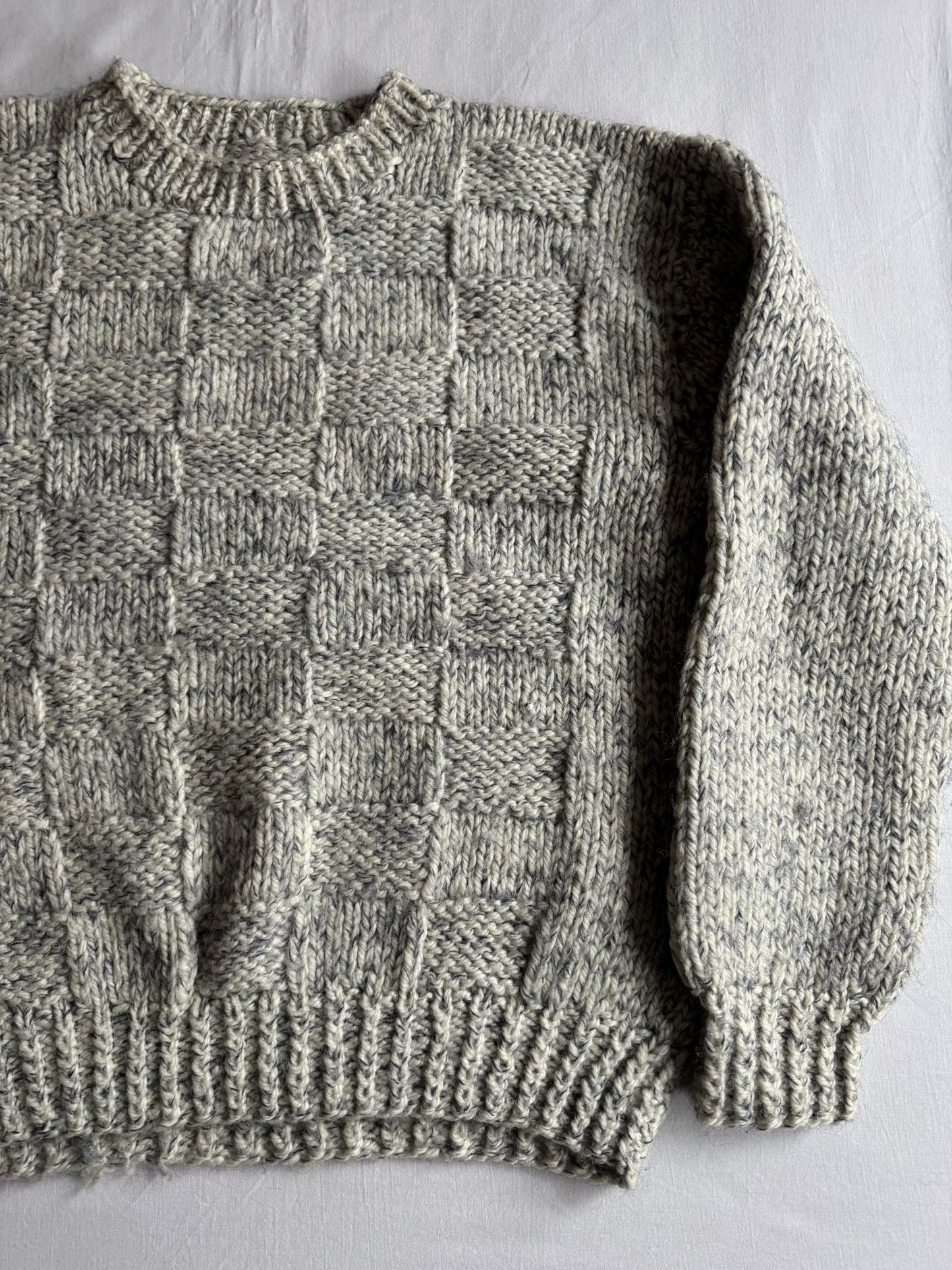 🧶 Pulover Vintage Bărbați Gri Texturat din Lână – Aprox. M/L - anbracaminte