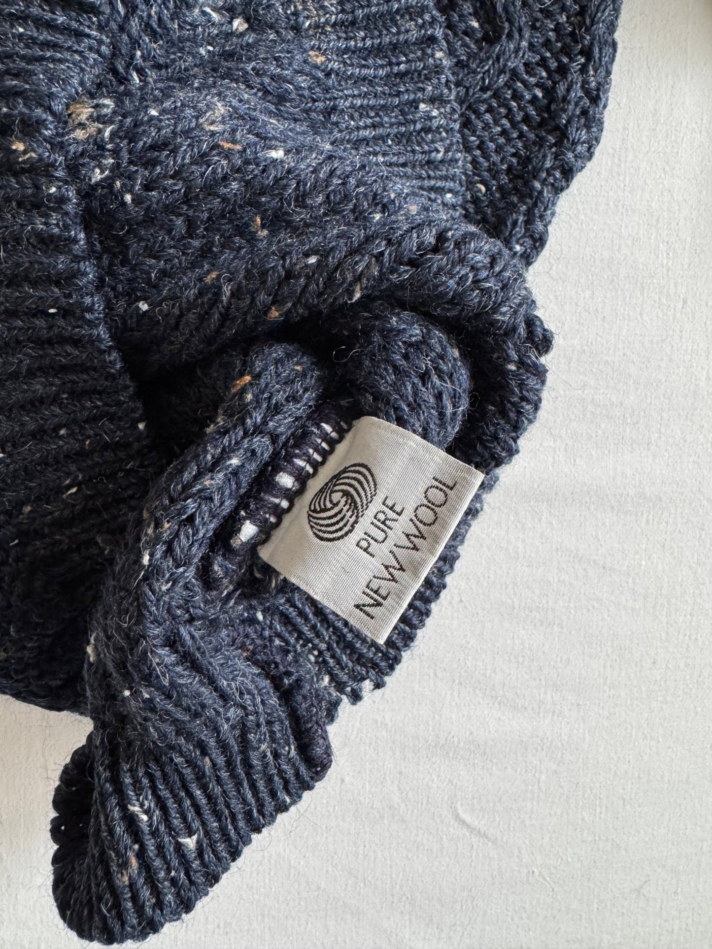 🧶 Pulover Vintage Bleumarin Cable Knit cu Broderie Golf – Mărime S (Boxy Fit) - anbracaminte