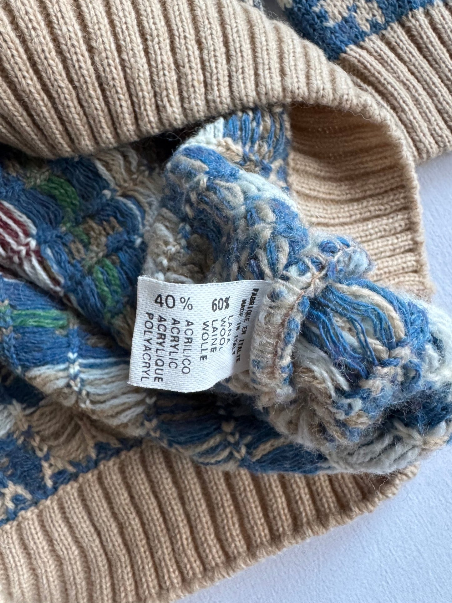 🧶 Pulover Vintage Ethnic Pattern Chunky / Tricot Gros Italian (Mărime L) - anbracaminte