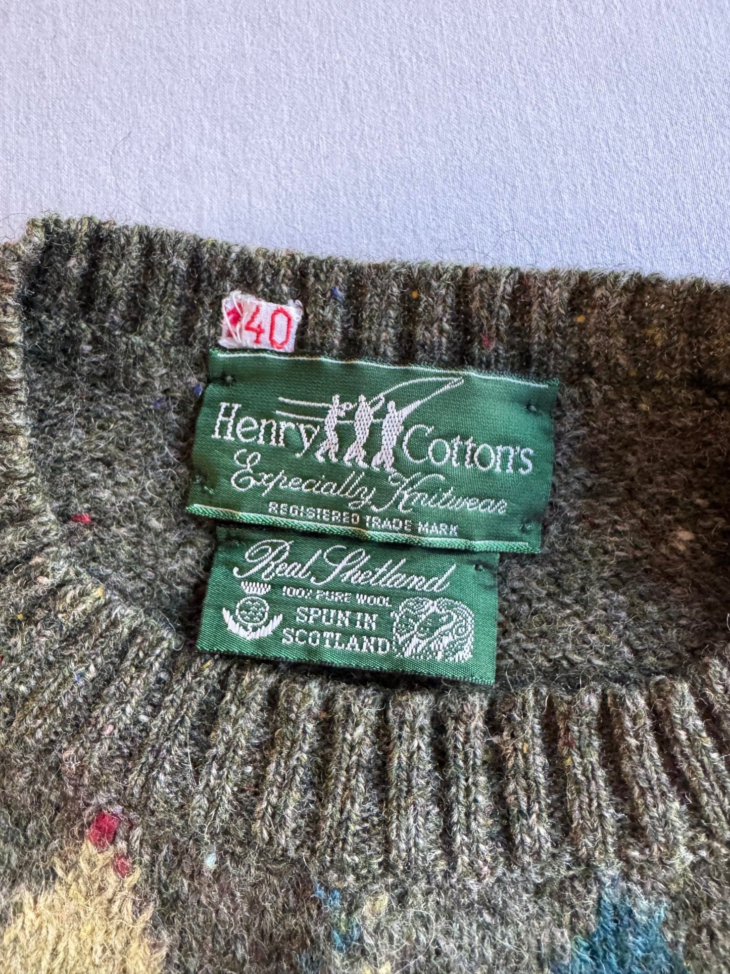 🧶 Pulover Vintage Henry Cotton’s cu Model Argyle / Shetland Wool (Mărime L) - anbracaminte