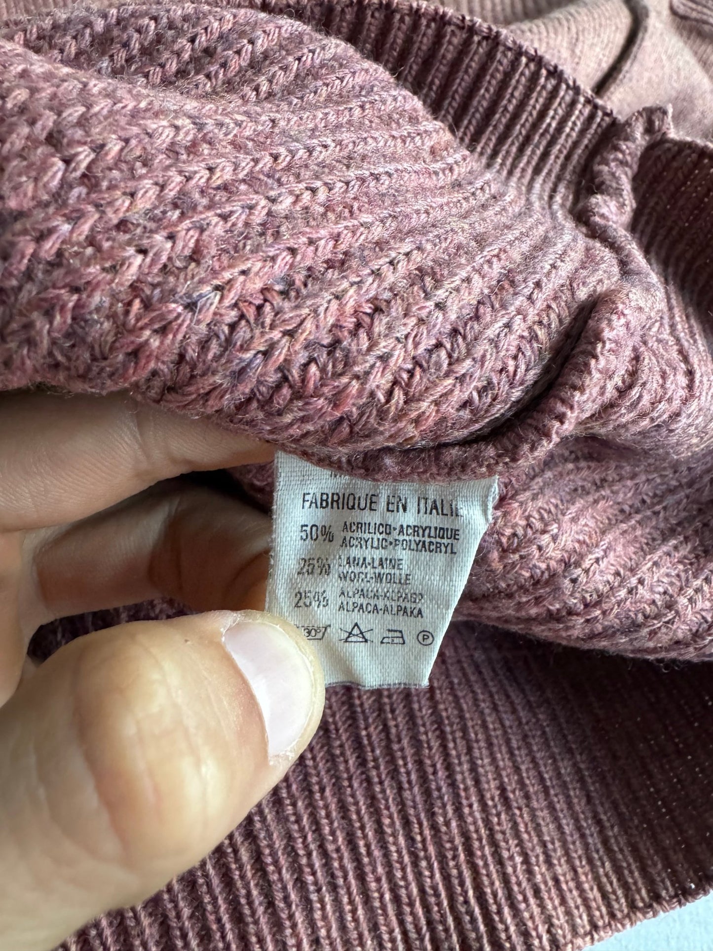 🧶 Pulover Vintage Peach cu Broderie „Hikers” / Tricot Italian (Mărime 50 - L) - anbracaminte