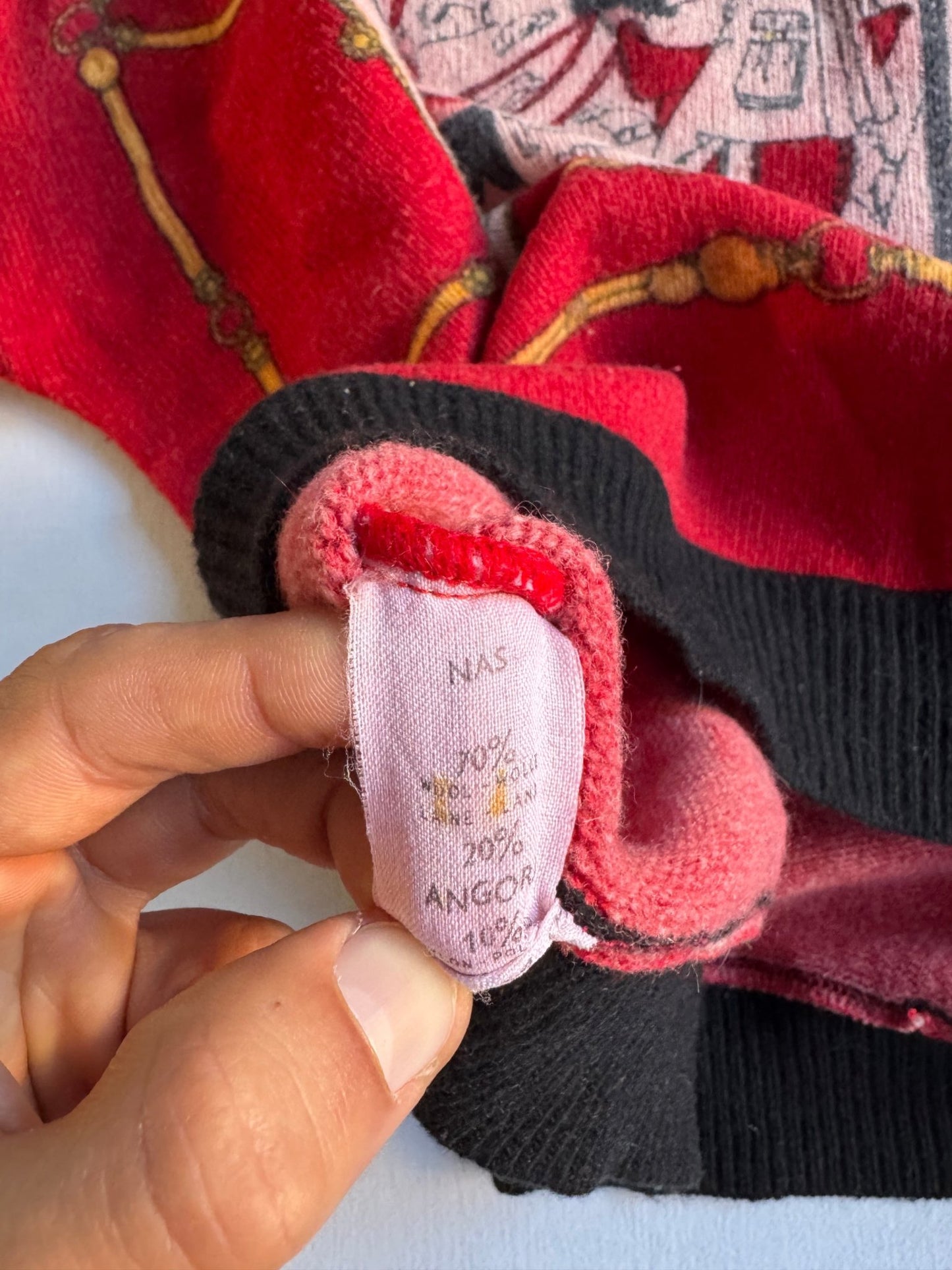 🧶 Pulover Vintage Roșu cu Imprimeu / Tricot Graphic (Mărime 38 - M Femei) - anbracaminte