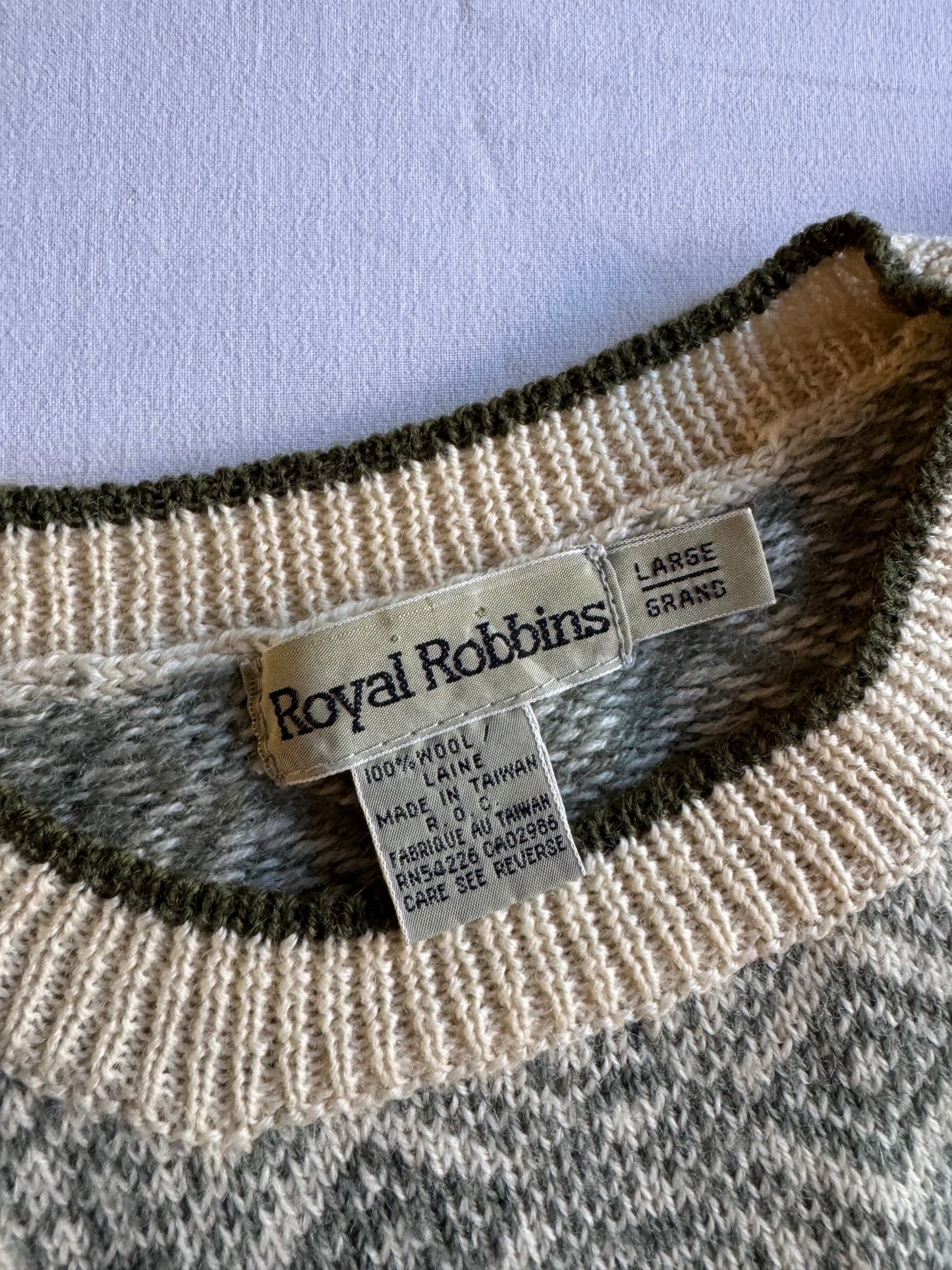 🧶 Pulover Vintage Royal Robbins cu Model / Tricot din Lână (Mărime L - Potrivit M) - anbracaminte