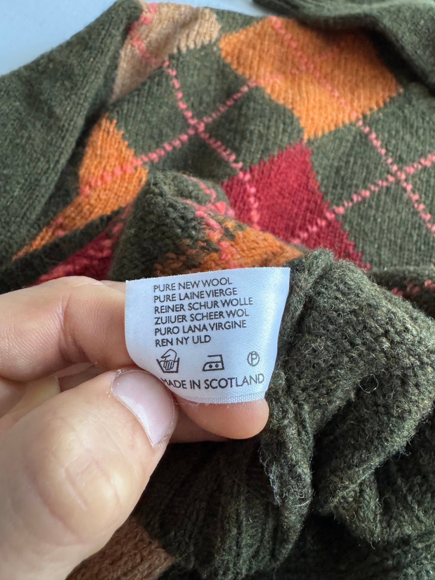 🧶 Pulover Vintage Verde Închis cu Model Argyle – L Bărbați - anbracaminte