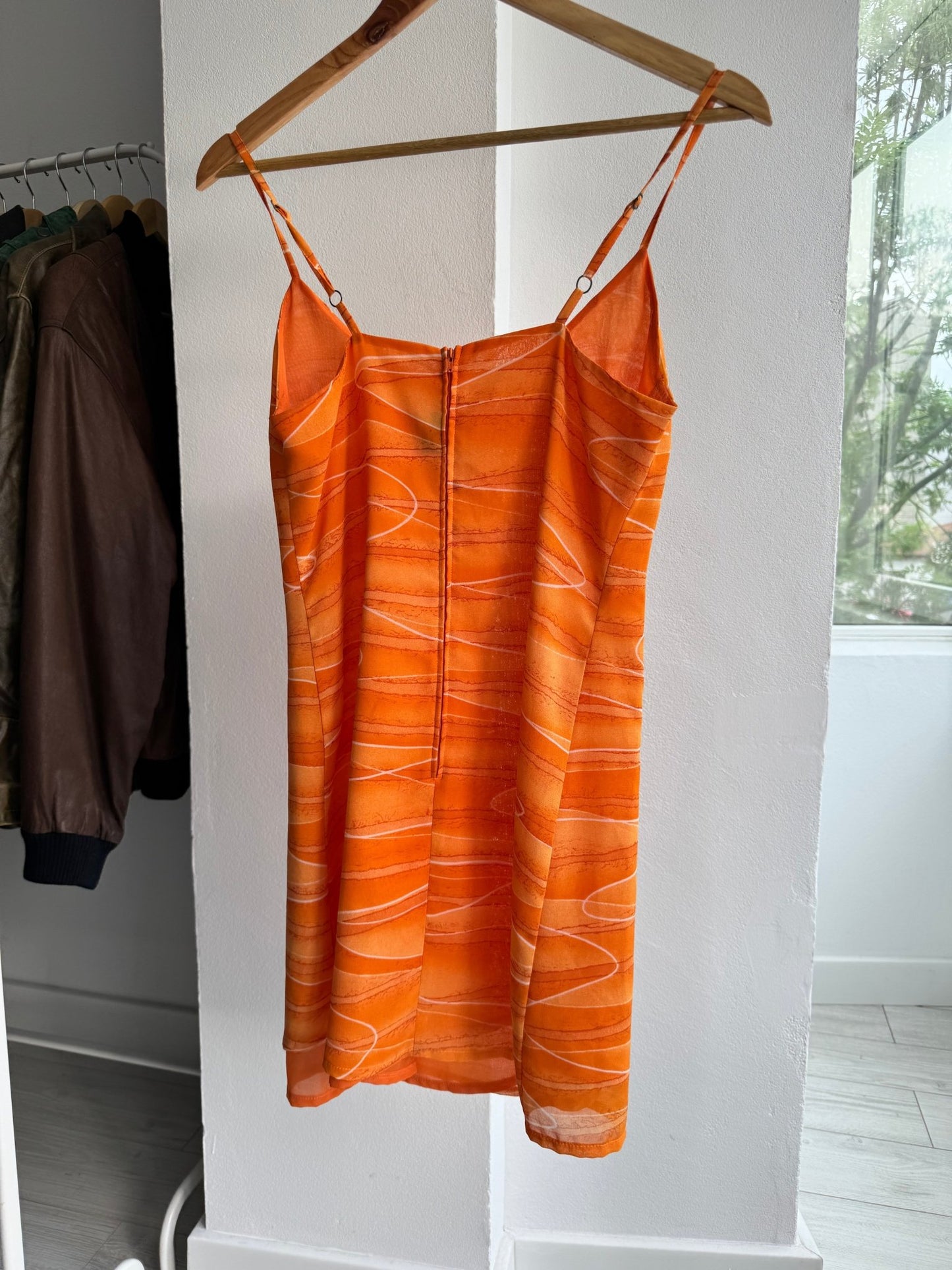 🧡 Top Y2K Benetton Orange Mesh Print – S/M Damă - anbracaminte