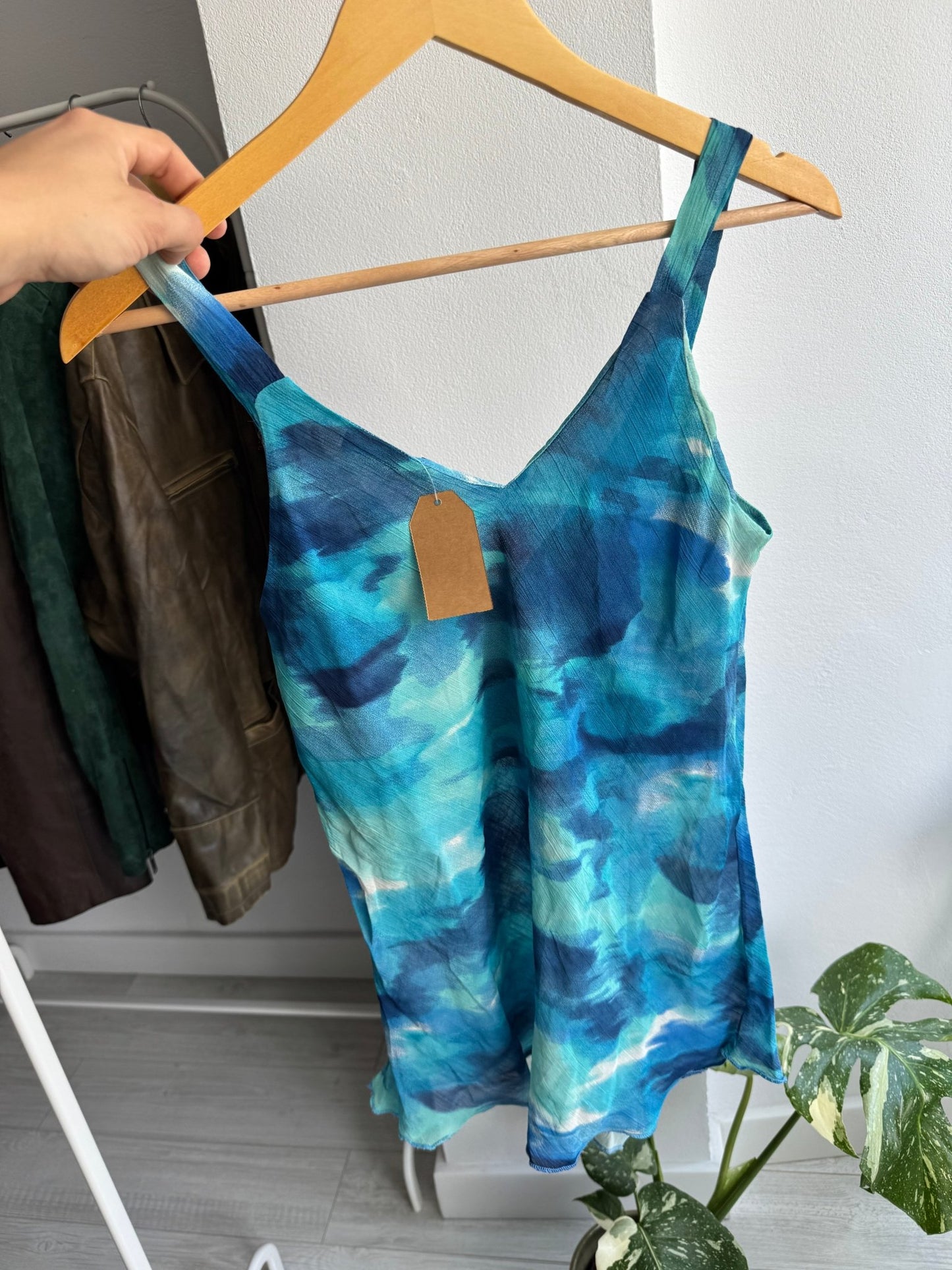 🌊 Top Y2K Blue Printed Mesh – XS/S Damă - anbracaminte