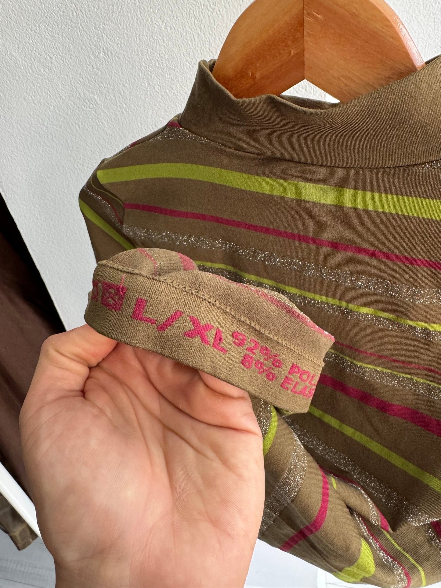 ☀️ Top Y2K Dark Green Striped – L/XL Damă - anbracaminte