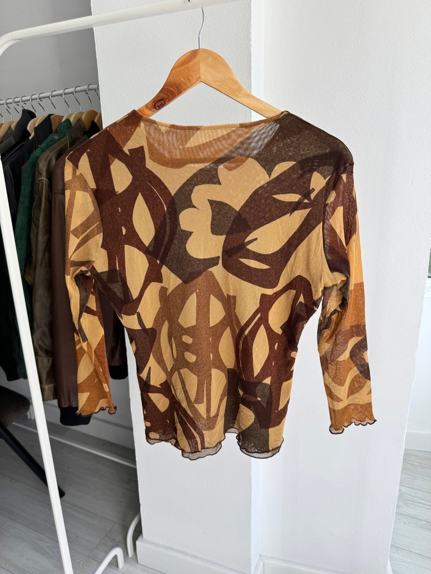 🏜️ Top Y2K Printed Mesh – XS/S Damă - anbracaminte
