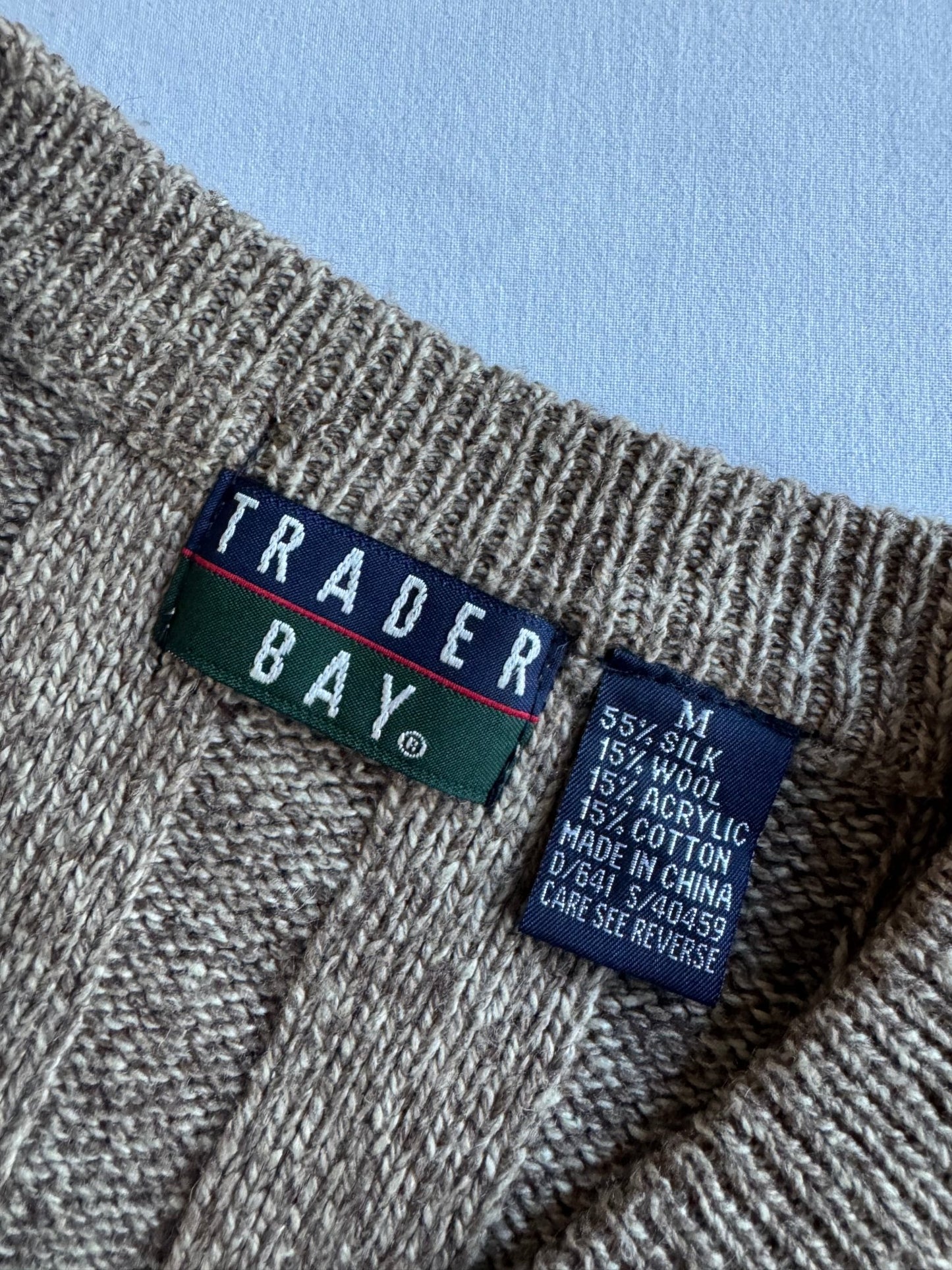 🧶 Vestă Vintage Cable Knit Trader Bay / Maro (Mărime M) - anbracaminte