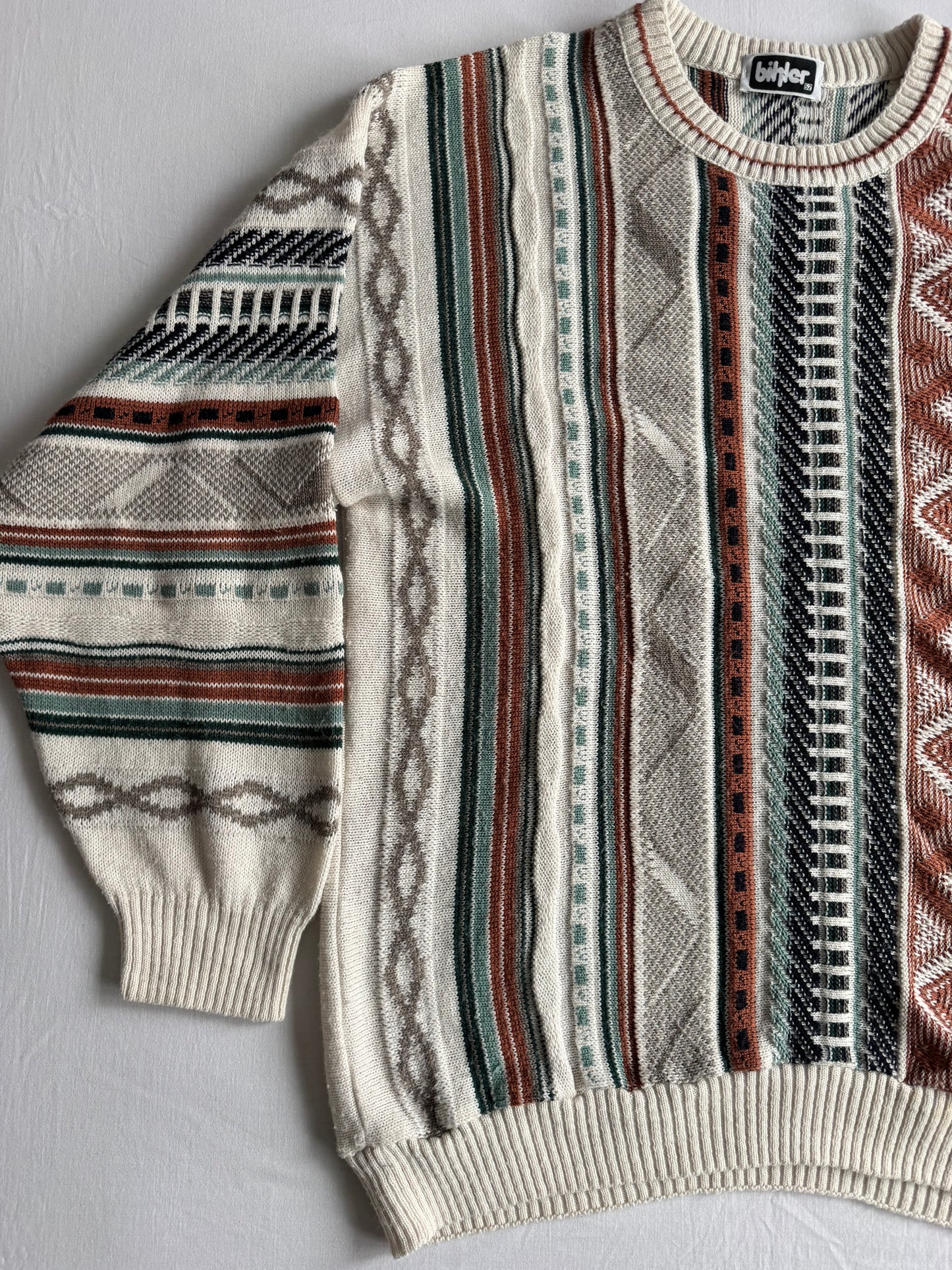 🧶 Pulover Vintage cu Model Abstract – L (52) – Made in West Germany