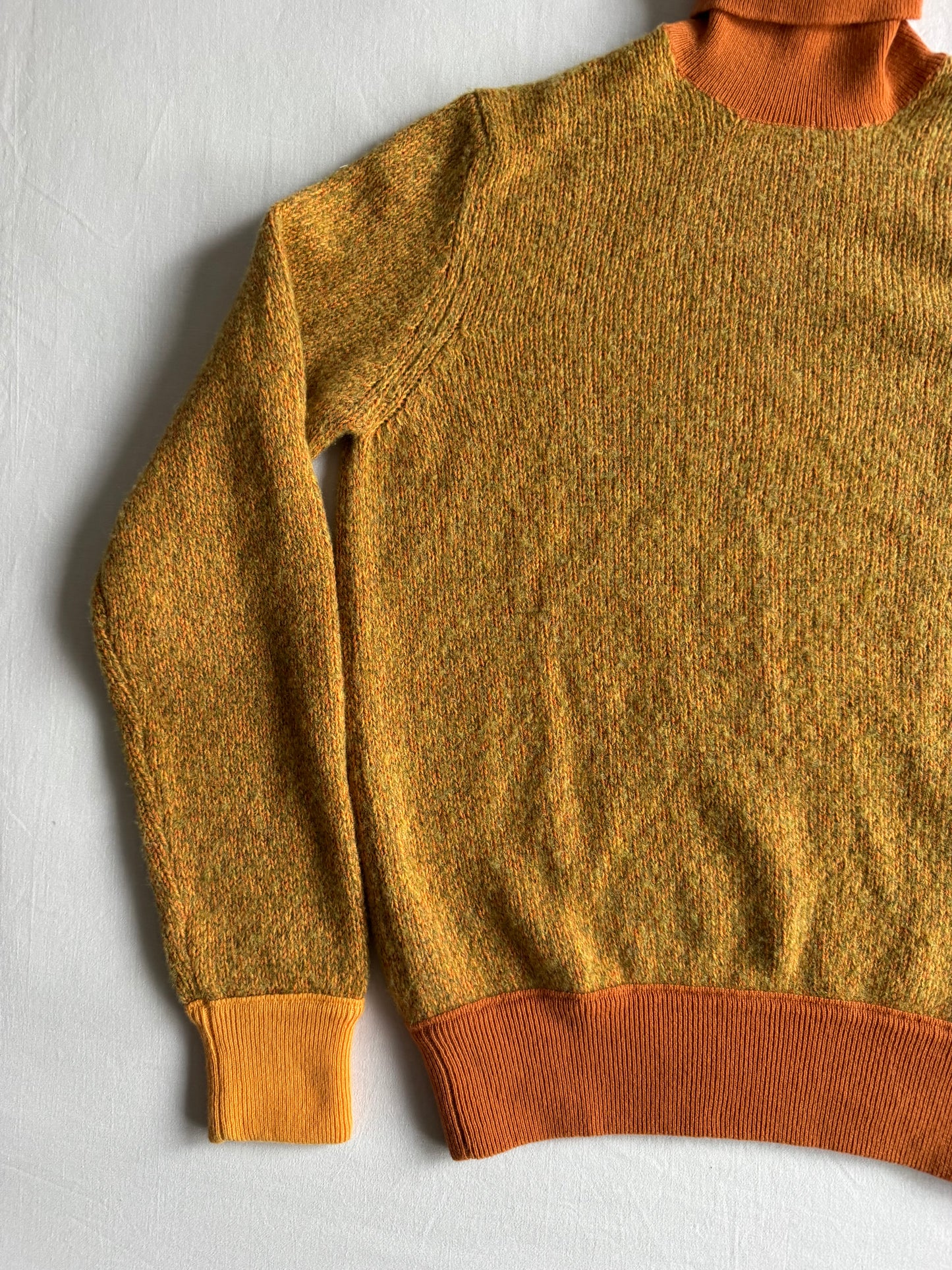 🧶 Pulover Vintage Damă Malo Portocaliu cu Guler Înalt din Cașmir și Lână Virgină – S