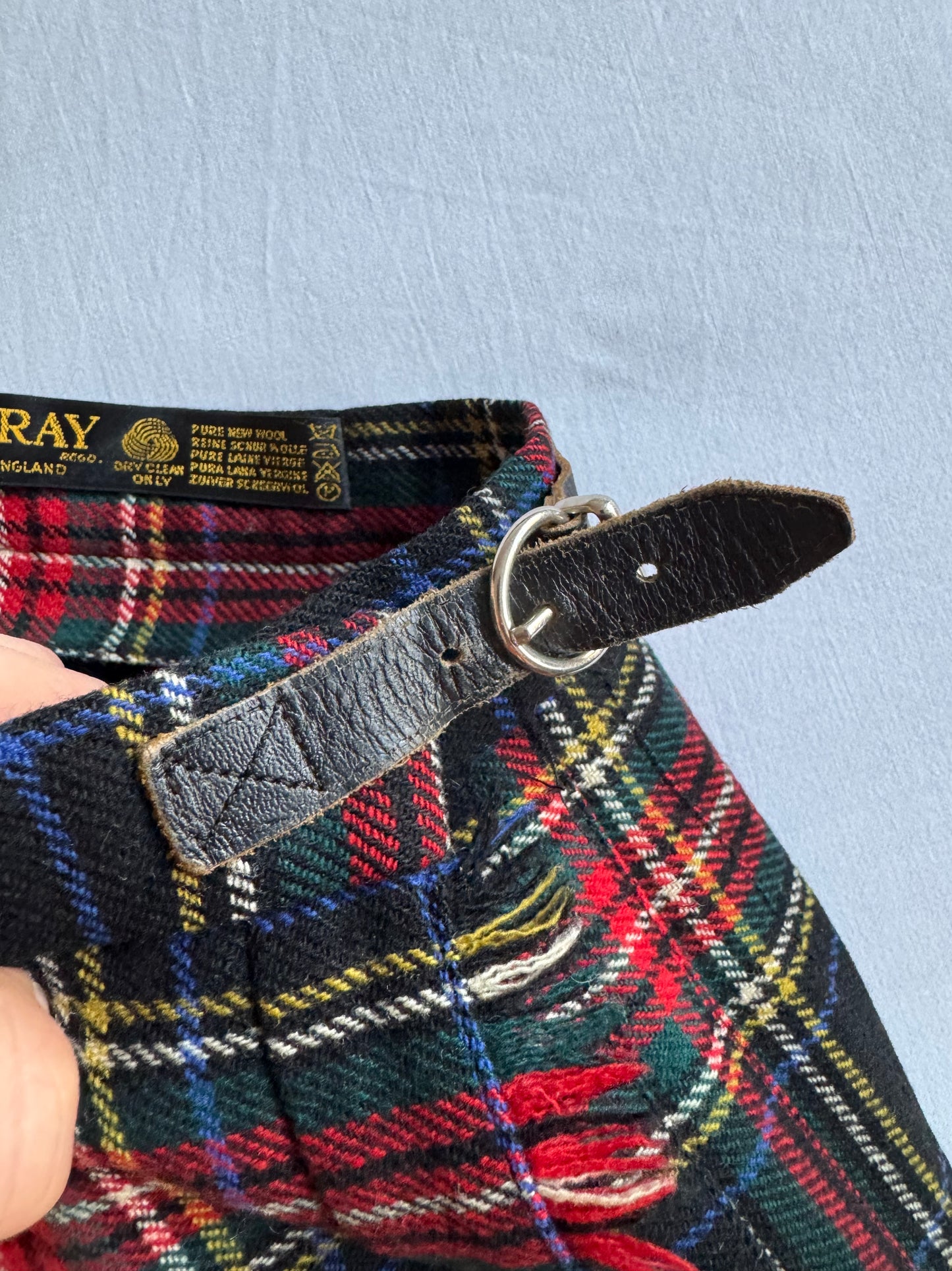 🇬🇧 Fustă Vintage Plisată din Lână Tartan – aprox. XS