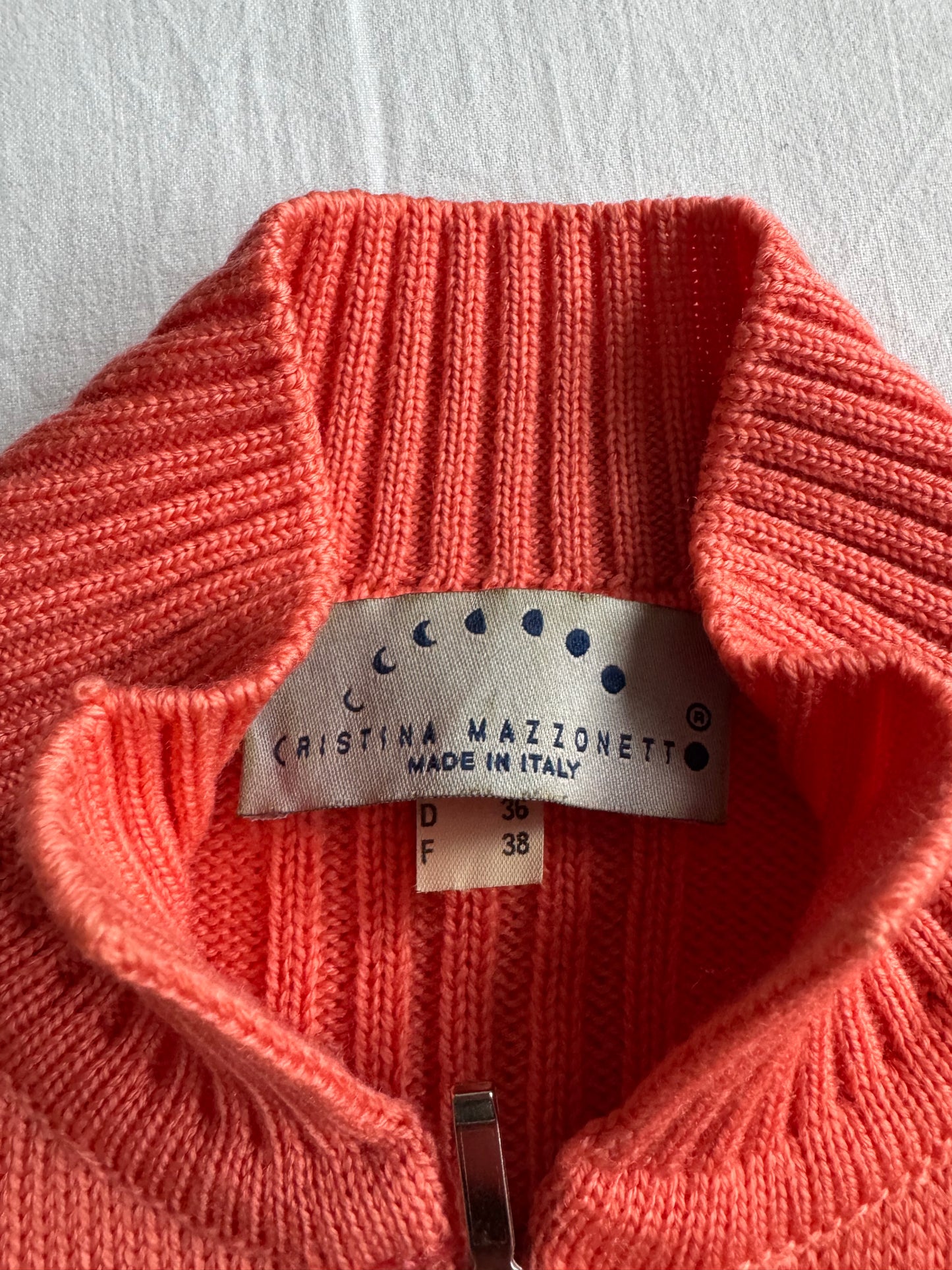 🧶 Pulover Y2K Damă Salmon Orange din Lână Merino Extra Fine – EU 36 (S)