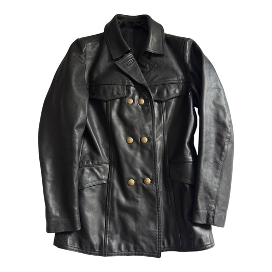 👮 1987 German Police Leather Jacket – Women’s Size 38 (M)