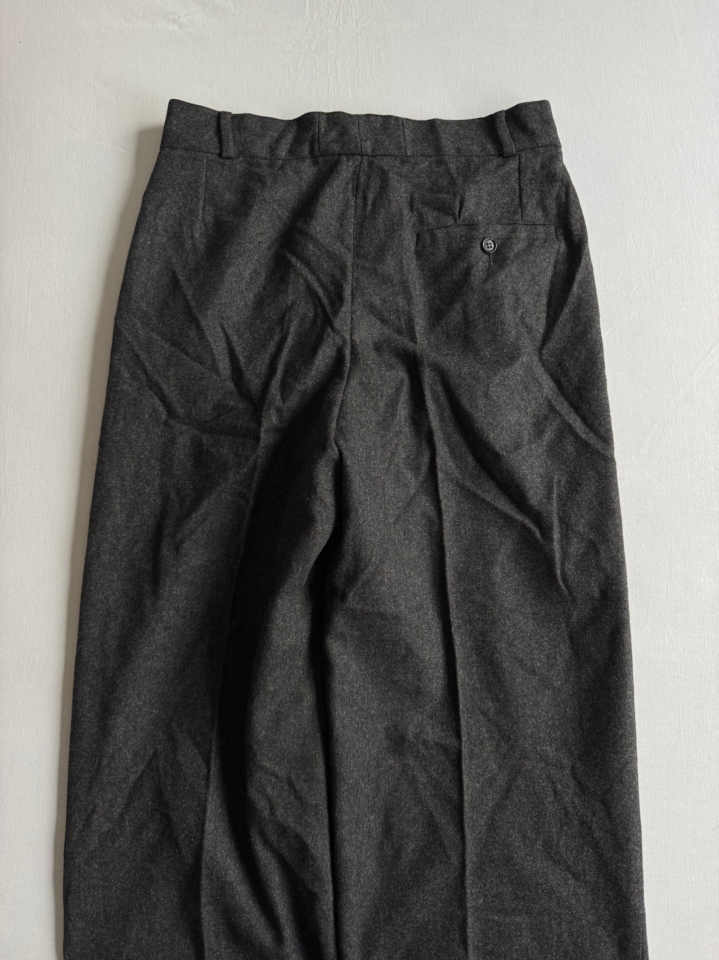 💼 Pantaloni Vintage Damă Salvatore Ferragamo Office din Lână Gri Închis – S (IT 42)