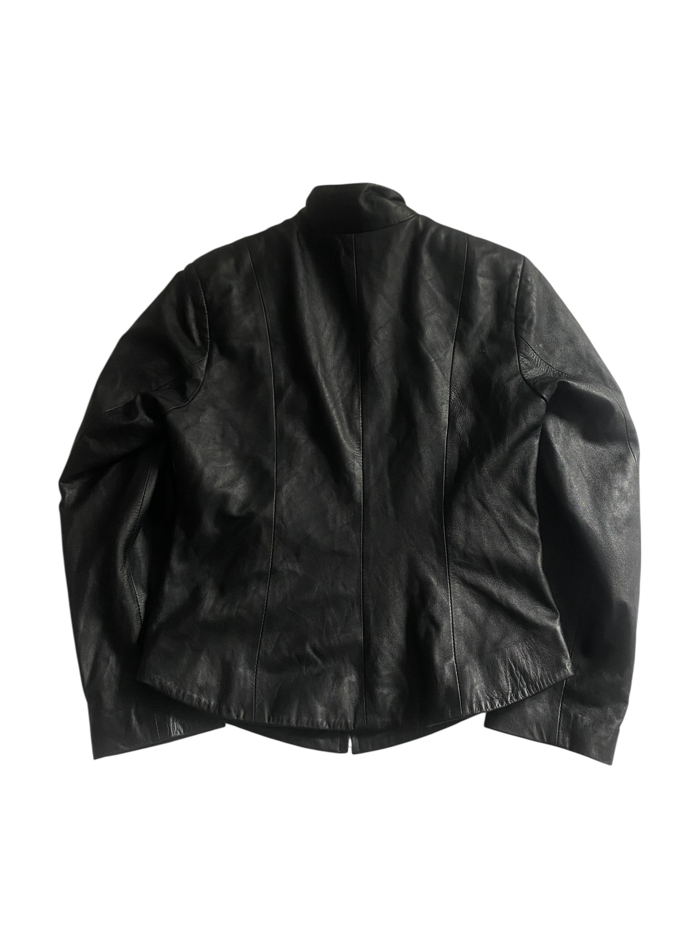 🖤 Vintage Black Leather Jacket – Women’s L