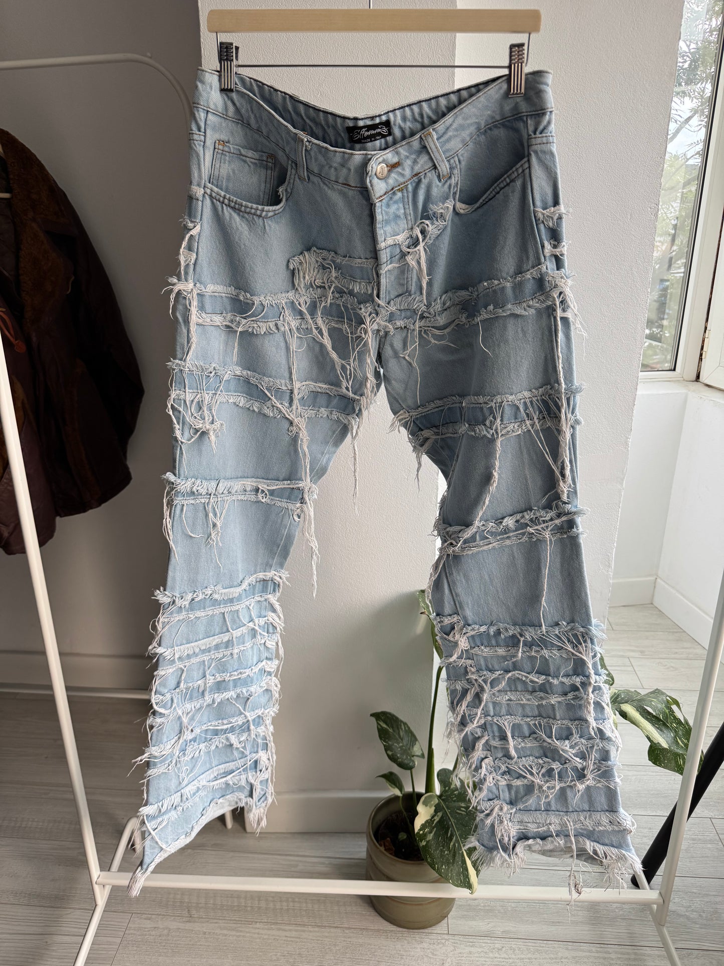 👖 Y2K Stacked Bootcut Jeans cu Franjuri – EU 50 (L Bărbați) – Made in Italy