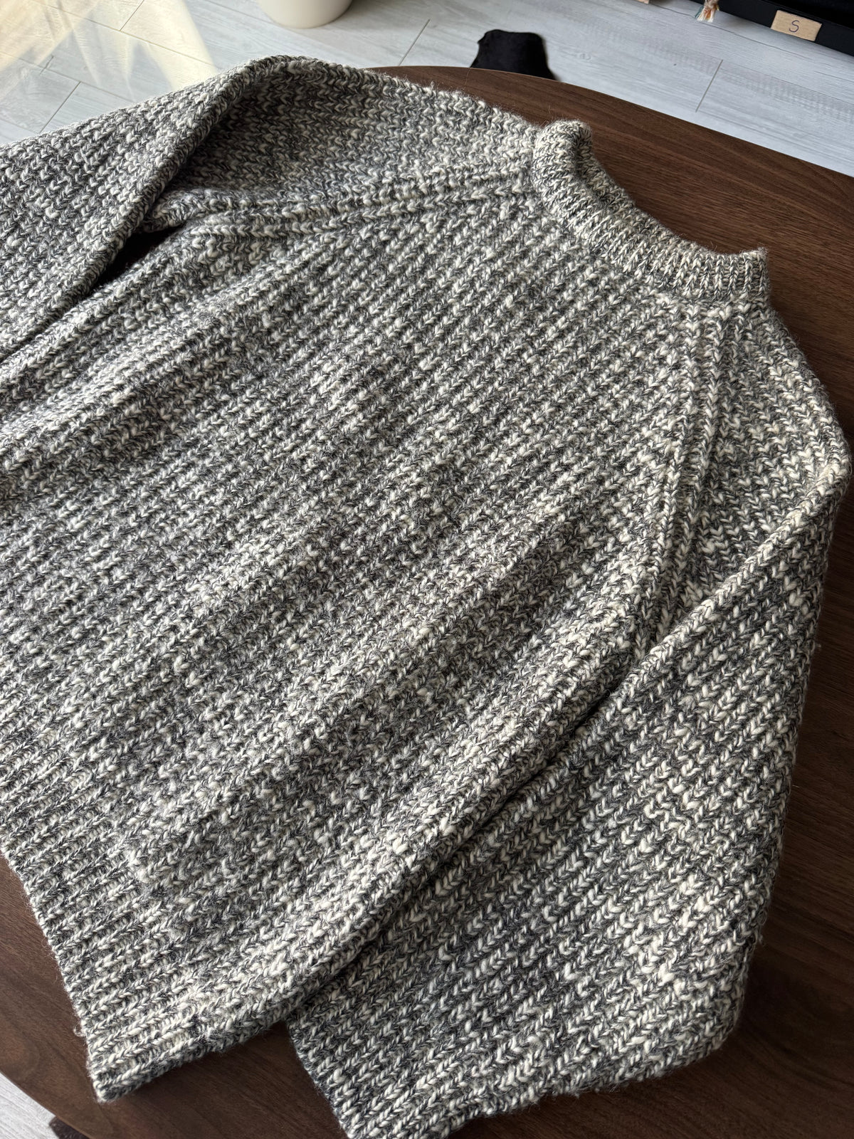 Pulover Lână Gri Vintage Bărbați | Tricot Gros | L