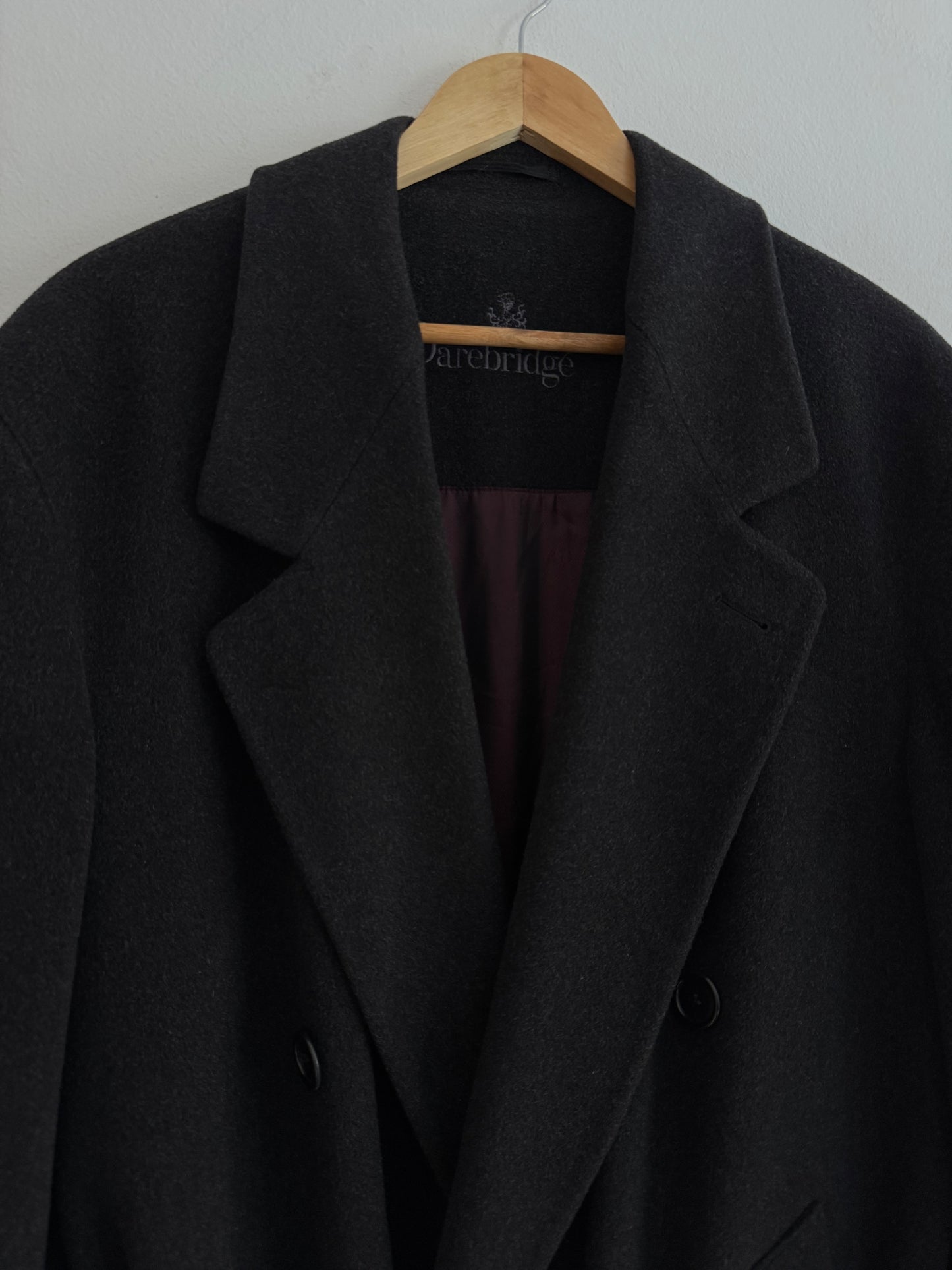 🎩 Palton Vintage Bărbați Gri Închis / Negru deschis din Cașmir – Marimea 48 (M oversized / L regular)