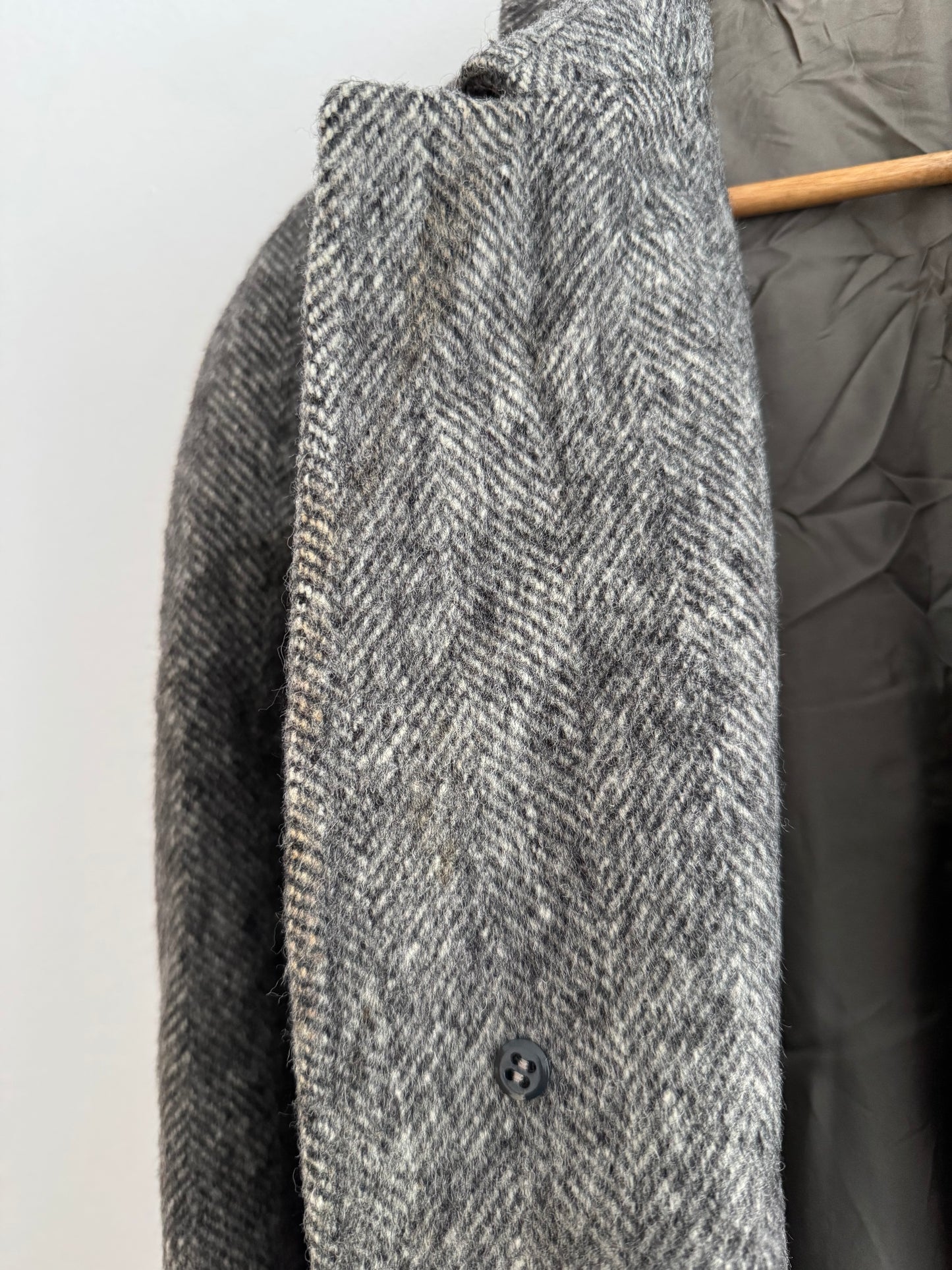 🧥 Palton Vintage Gri din Lână Virgină – Mărimea 50 (L Bărbați)