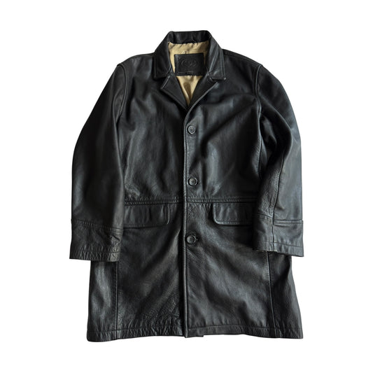 ☕️ Palton Vintage Bărbați din Piele Neagră – L