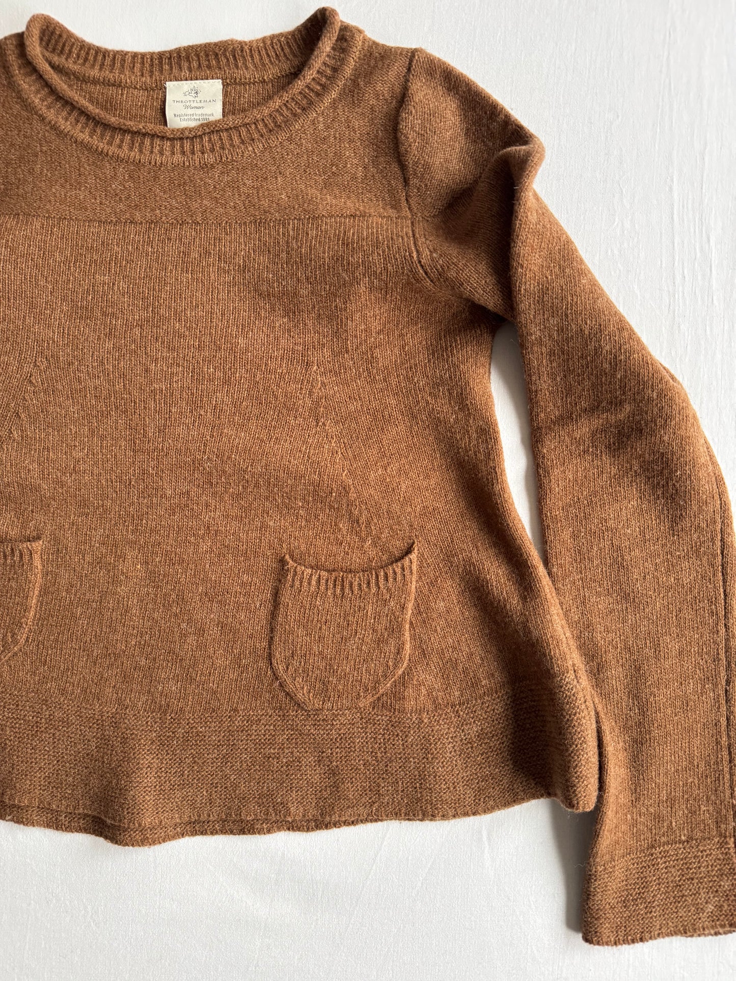 🪵 Pulover Y2K Damă Maro din Lambswool – S