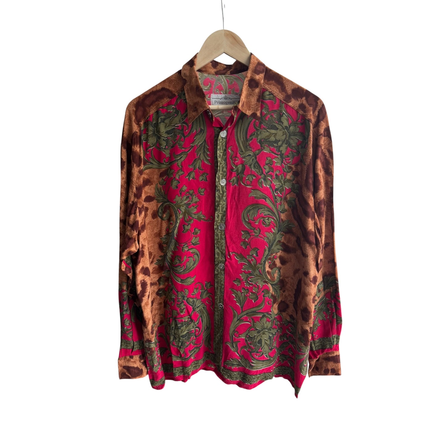 🐆 Cămașă Vintage Imprimeu Baroc & Animal Print | Made in Italy – L Bărbați