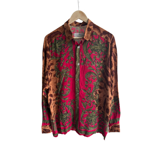 🐆 Cămașă Vintage Imprimeu Baroc & Animal Print | Made in Italy – L Bărbați
