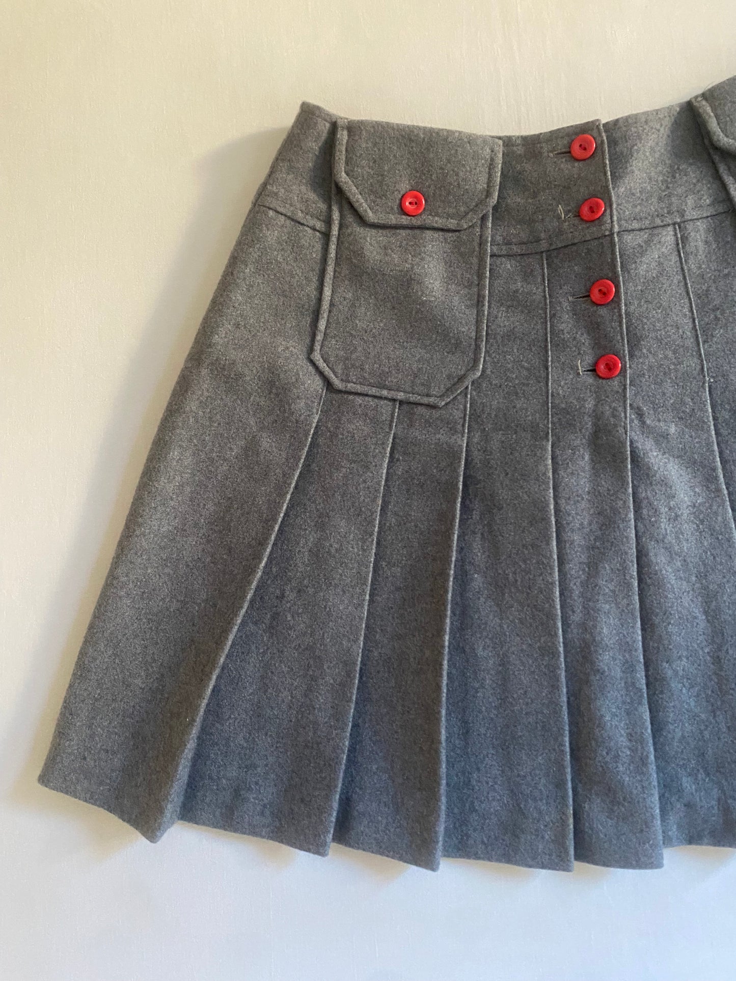 Fustă Vintage Plisată – 100% Lână - Talie 37 cm