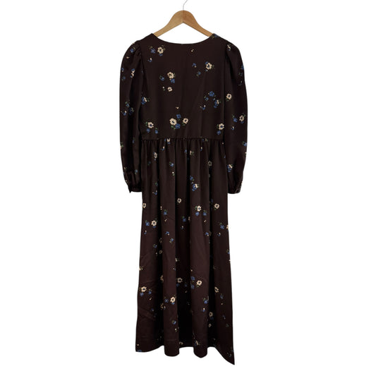 👗 Rochie Runway Yves Saint Laurent 1974 – Satin Maro cu Print Floral