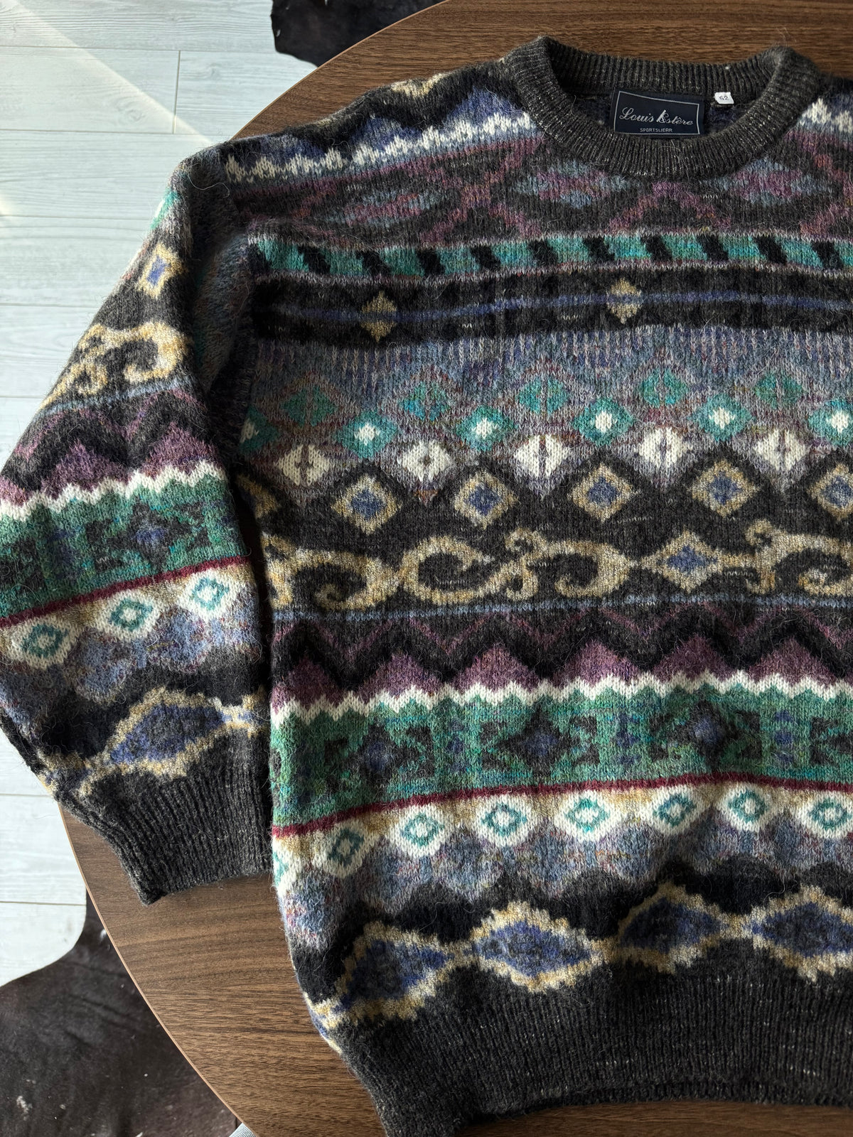 Pulover Lână Vintage Bărbați | Model Etnic | L (52)