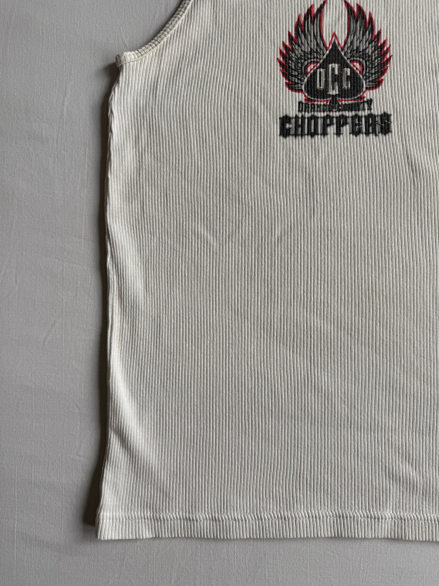 🏍️ Tank Top Y2K Damă Orange County Choppers Alb – aprox. S / M
