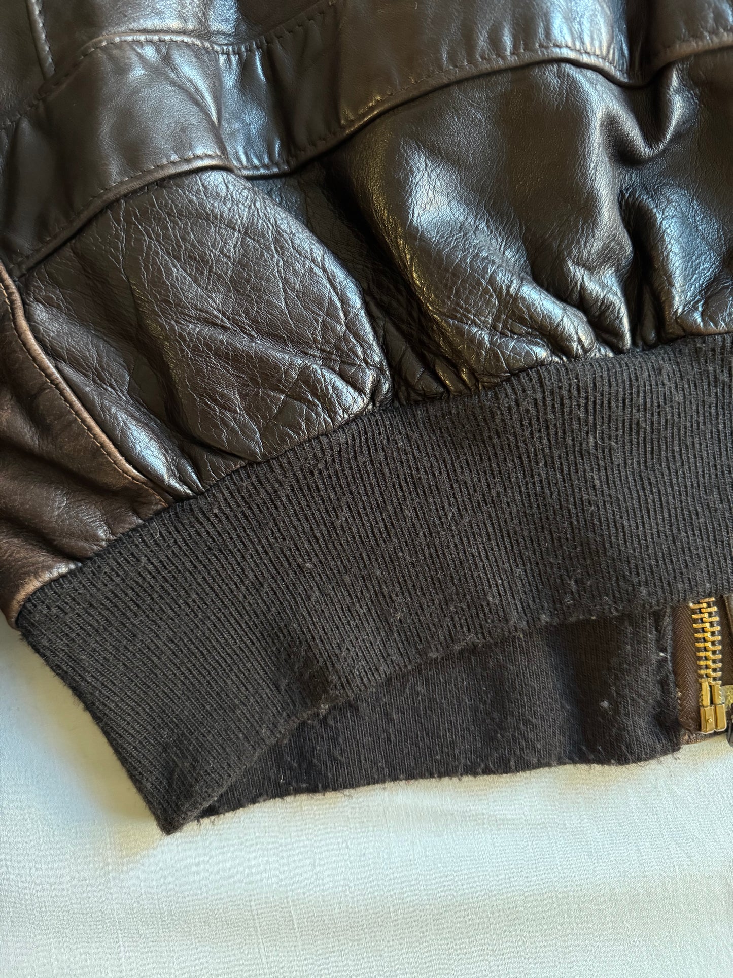 ✈️ Geacă de piele Schott NYC 184SM A-2 maro, bărbați L – piele de vacă autentică, Made in USA 🇺🇸