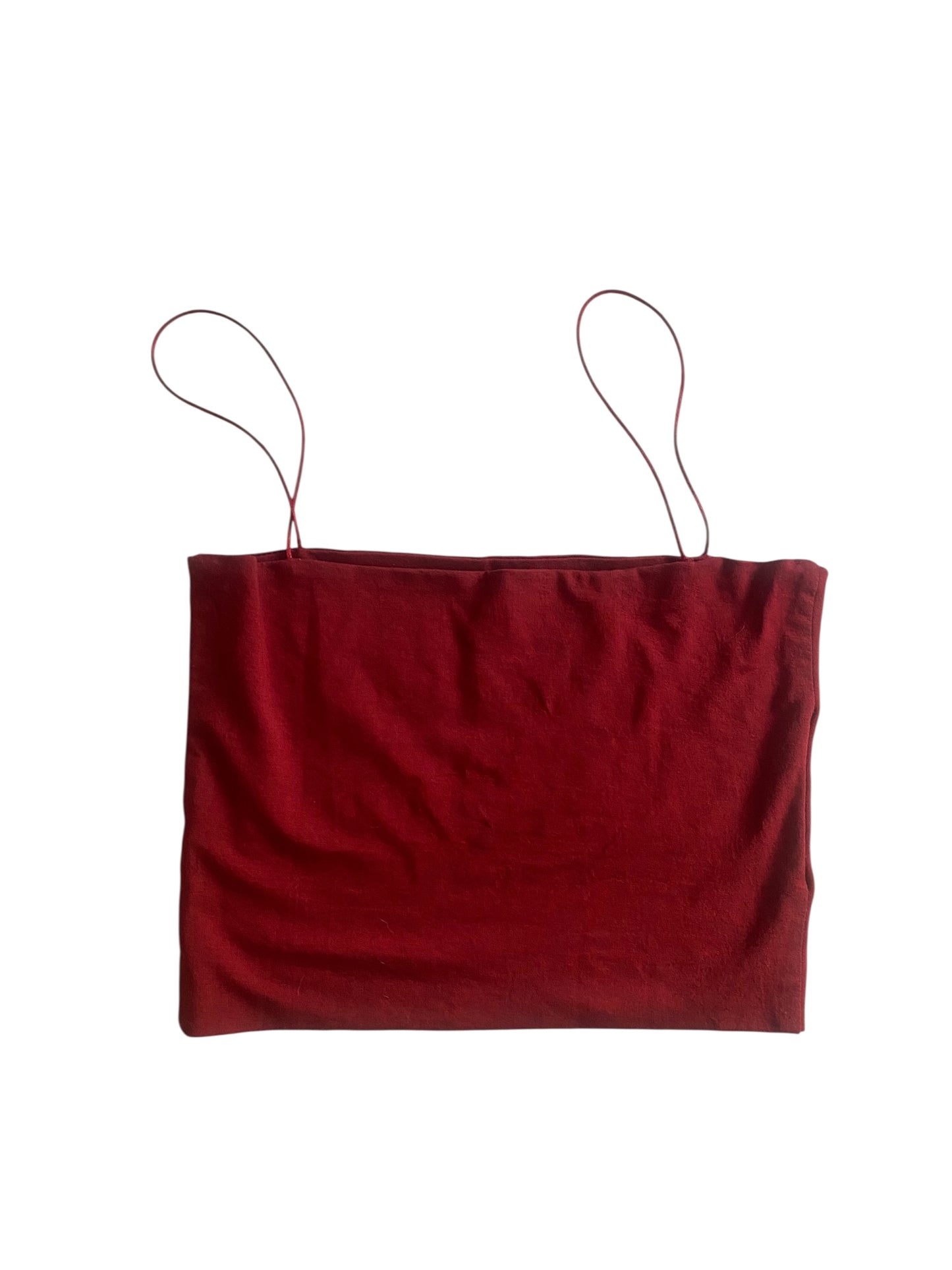 🍷 Top Cropped Y2K Burgundy din Vâscoză – Femei M – Made in Italy