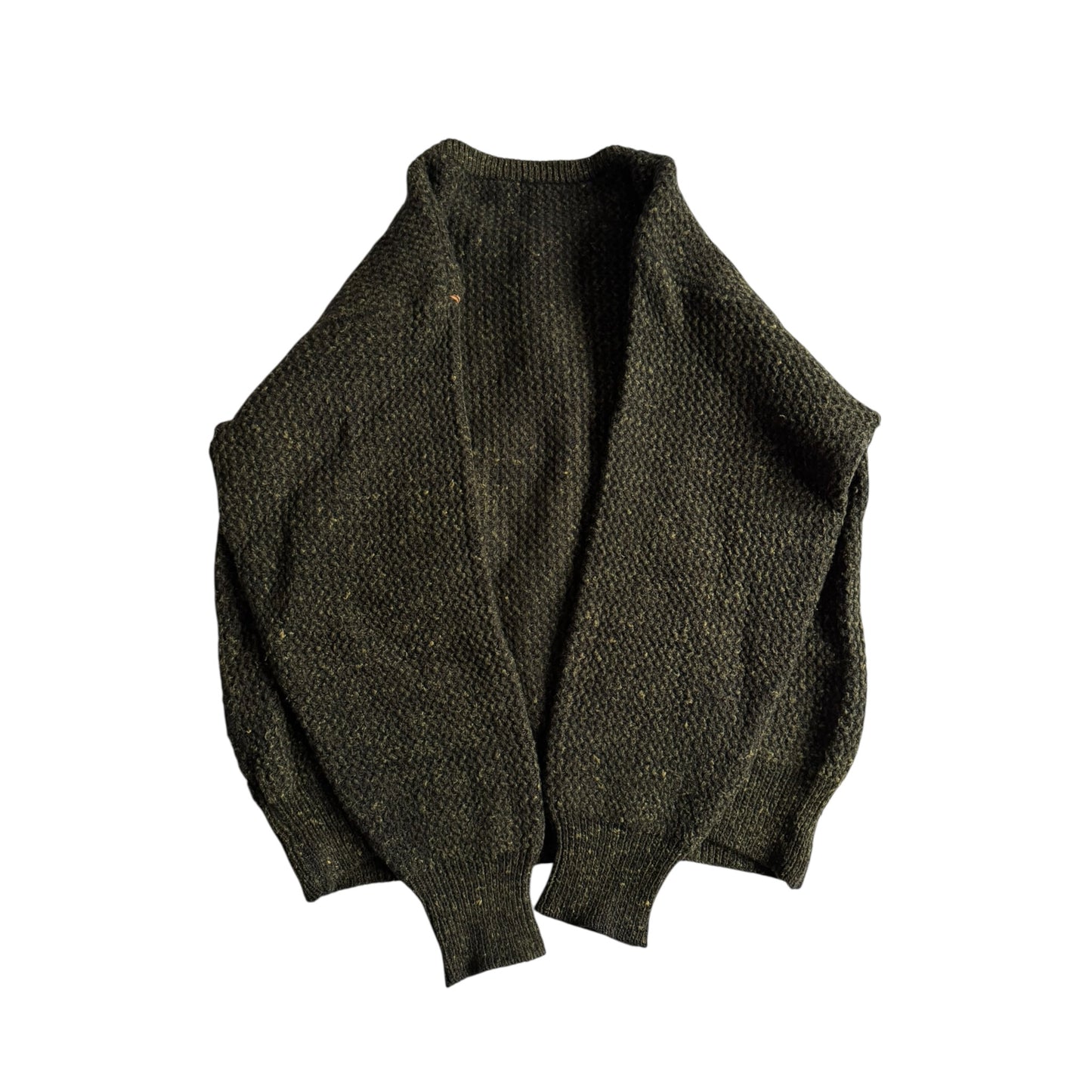 🐪 🧶 Pulover Vintage Bărbați Camel / Verde Închis din Lână – L