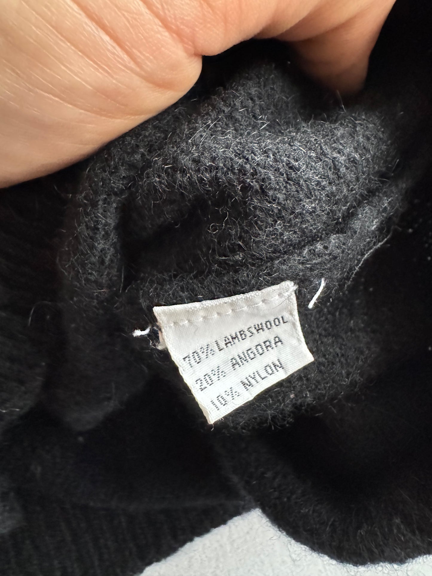 🕋 Cardigan Vintage Damă Negru din Lambswool & Angora – L