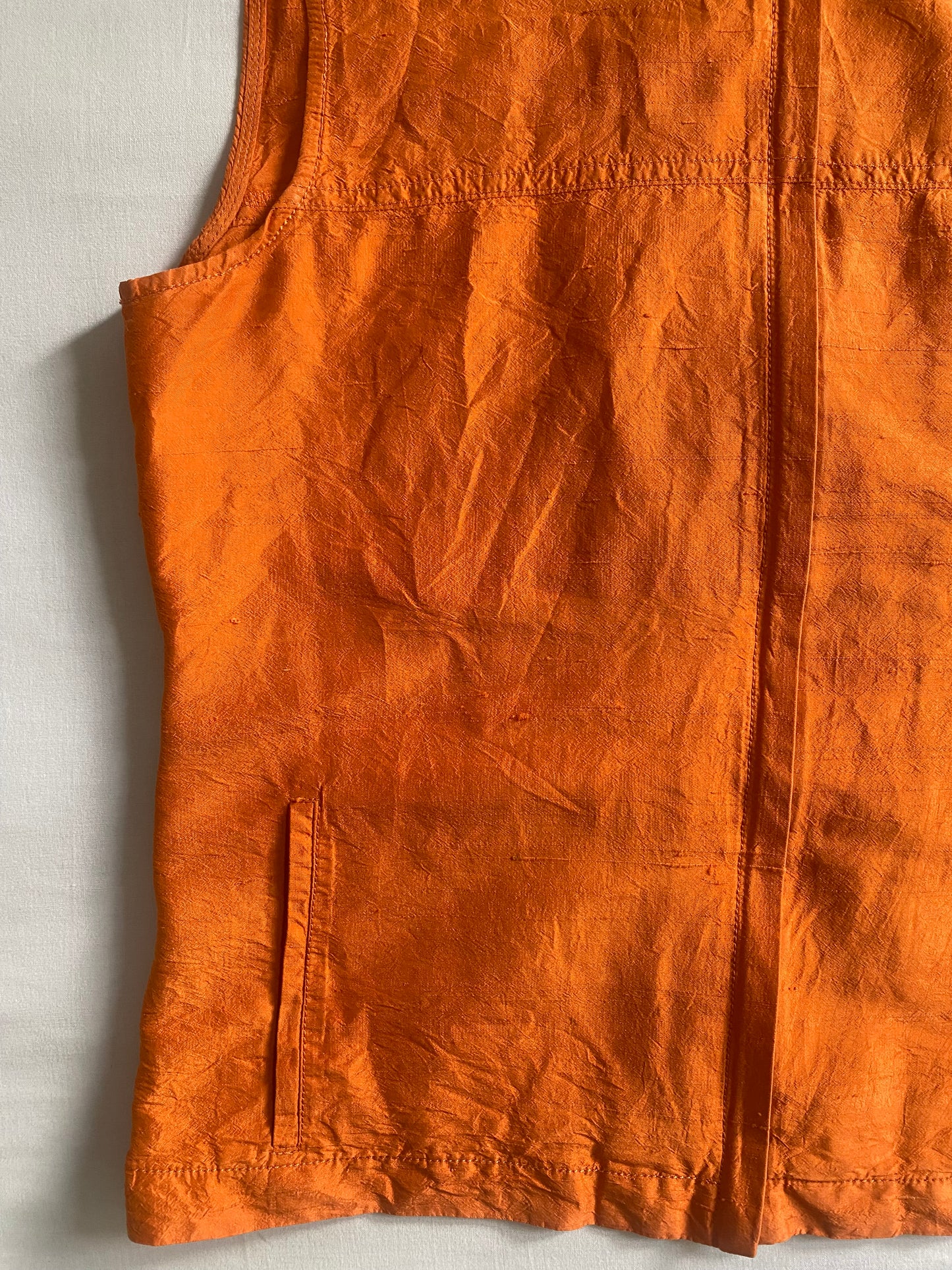 🍊 Top/Vest Y2K din Mătase Portocalie – Femei S/M – Made in Italy, Stil Archive